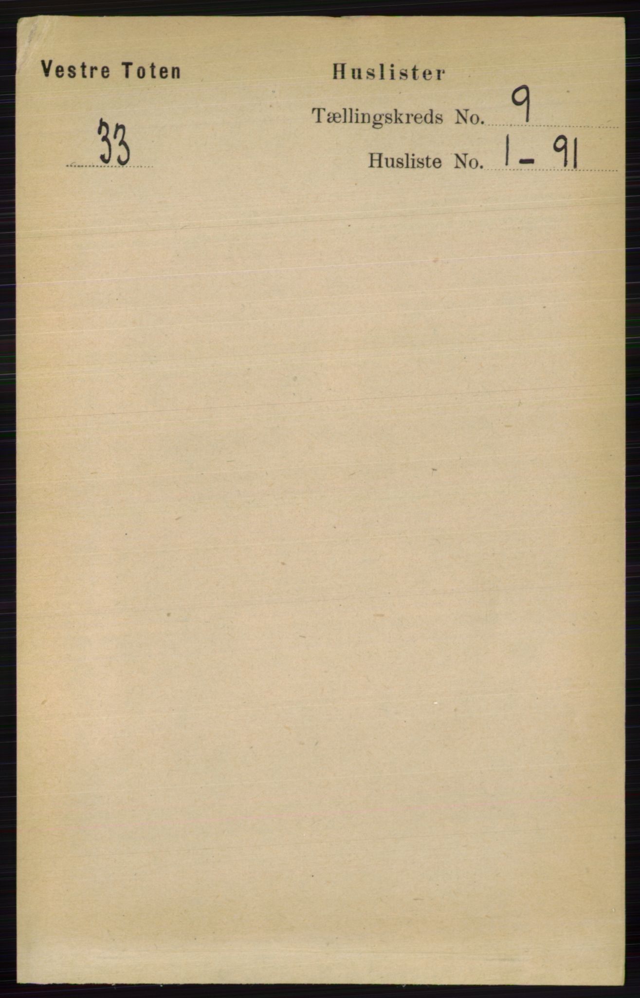 RA, 1891 census for 0529 Vestre Toten, 1891, p. 5452