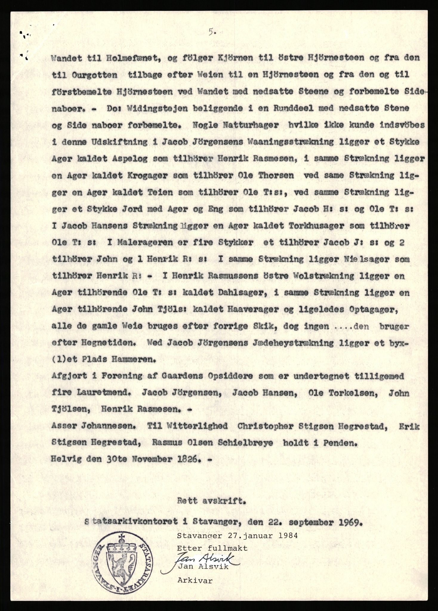 Statsarkivet i Stavanger, SAST/A-101971/03/Y/Yj/L0035: Avskrifter sortert etter gårdsnavn: Helleland - Hersdal, 1750-1930, p. 144