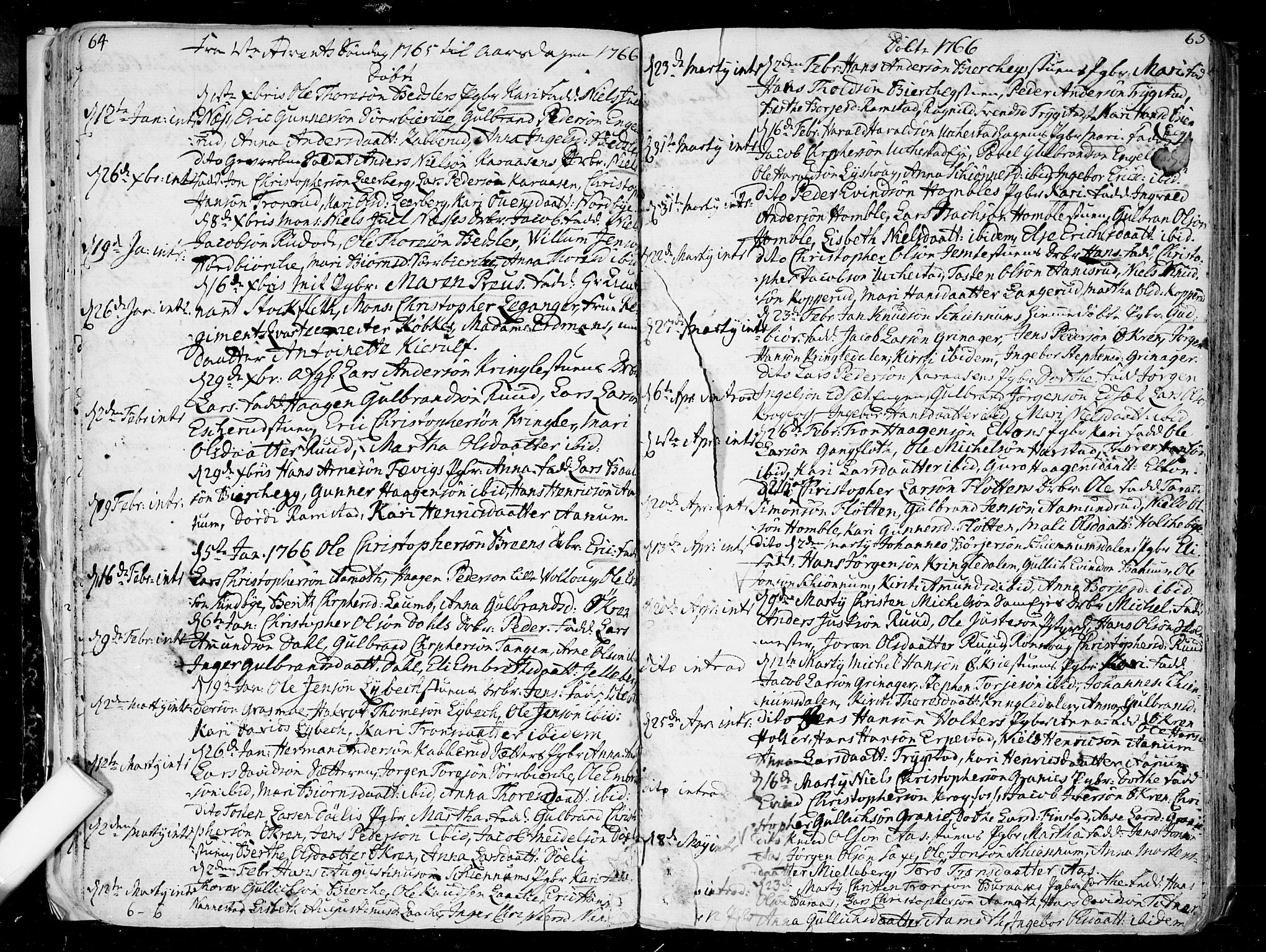 Nannestad prestekontor Kirkebøker, SAO/A-10414a/F/Fa/L0007: Parish register (official) no. I 7, 1754-1791, p. 64-65