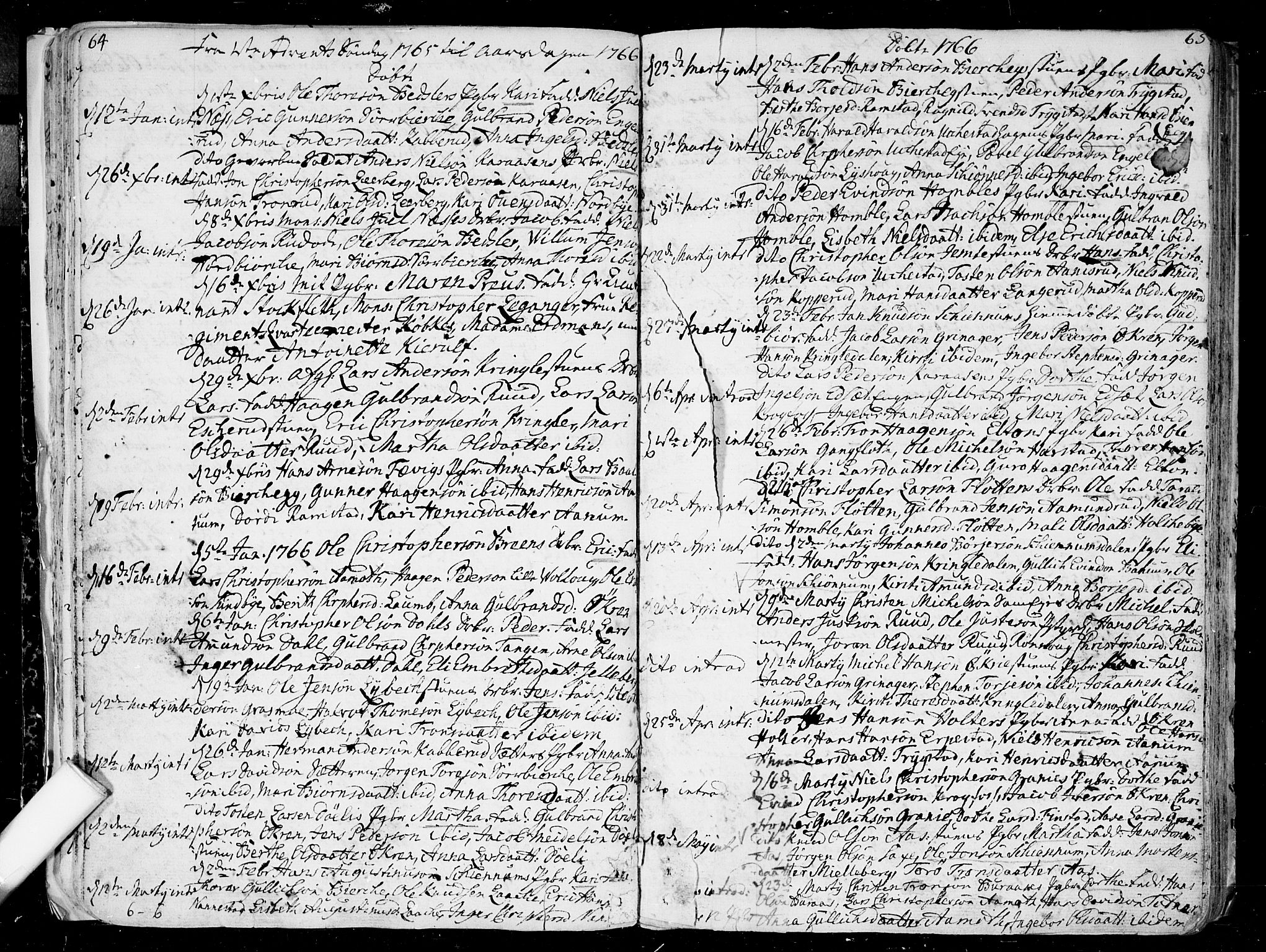 Nannestad prestekontor Kirkebøker, AV/SAO-A-10414a/F/Fa/L0007: Parish register (official) no. I 7, 1754-1791, p. 64-65