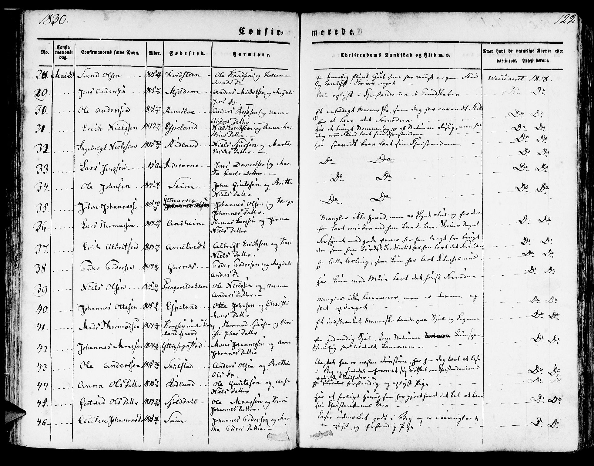 Haus sokneprestembete, SAB/A-75601/H/Haa: Parish register (official) no. A 14, 1827-1838, p. 122
