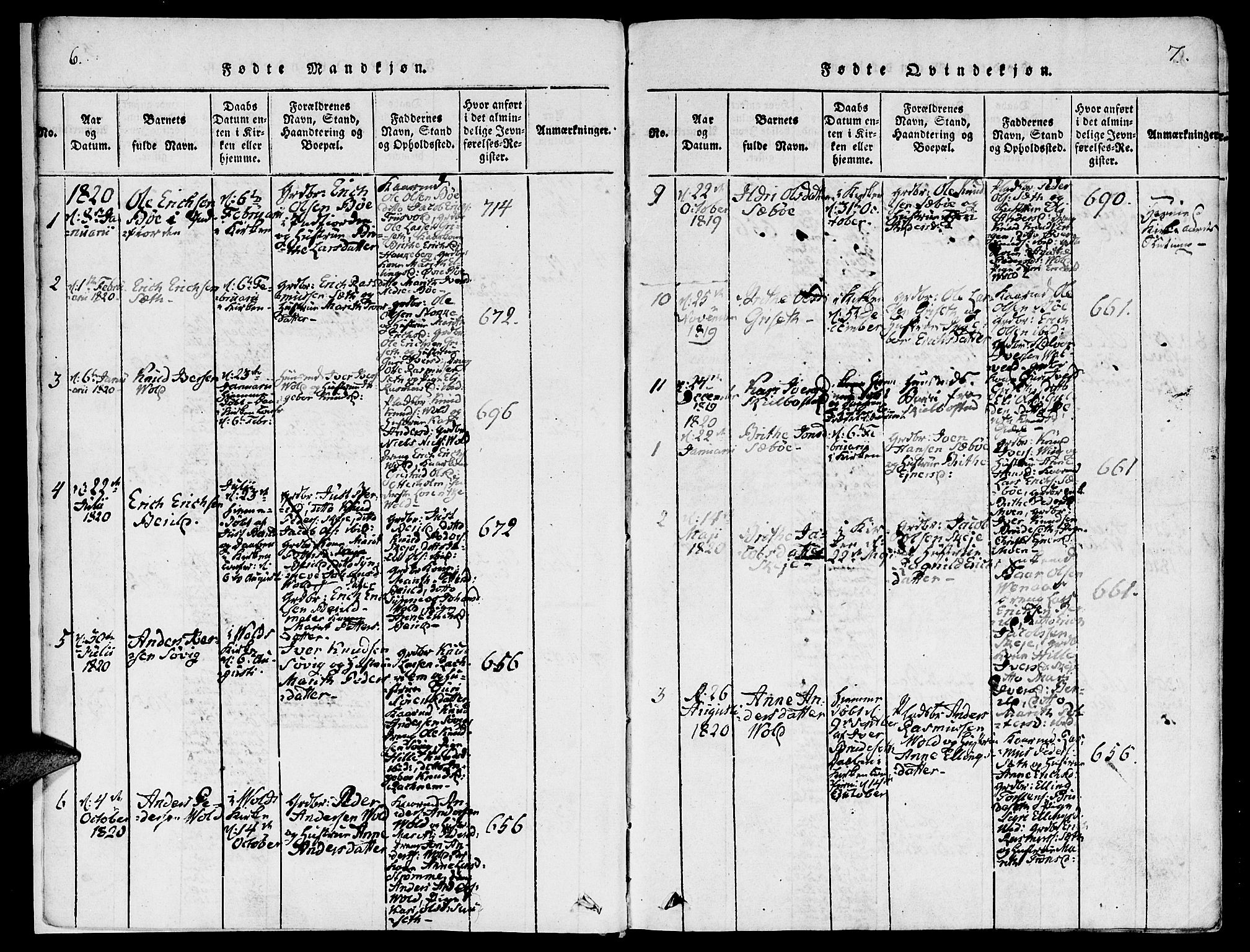 Ministerialprotokoller, klokkerbøker og fødselsregistre - Møre og Romsdal, SAT/A-1454/543/L0561: Parish register (official) no. 543A01, 1818-1853, p. 6-7