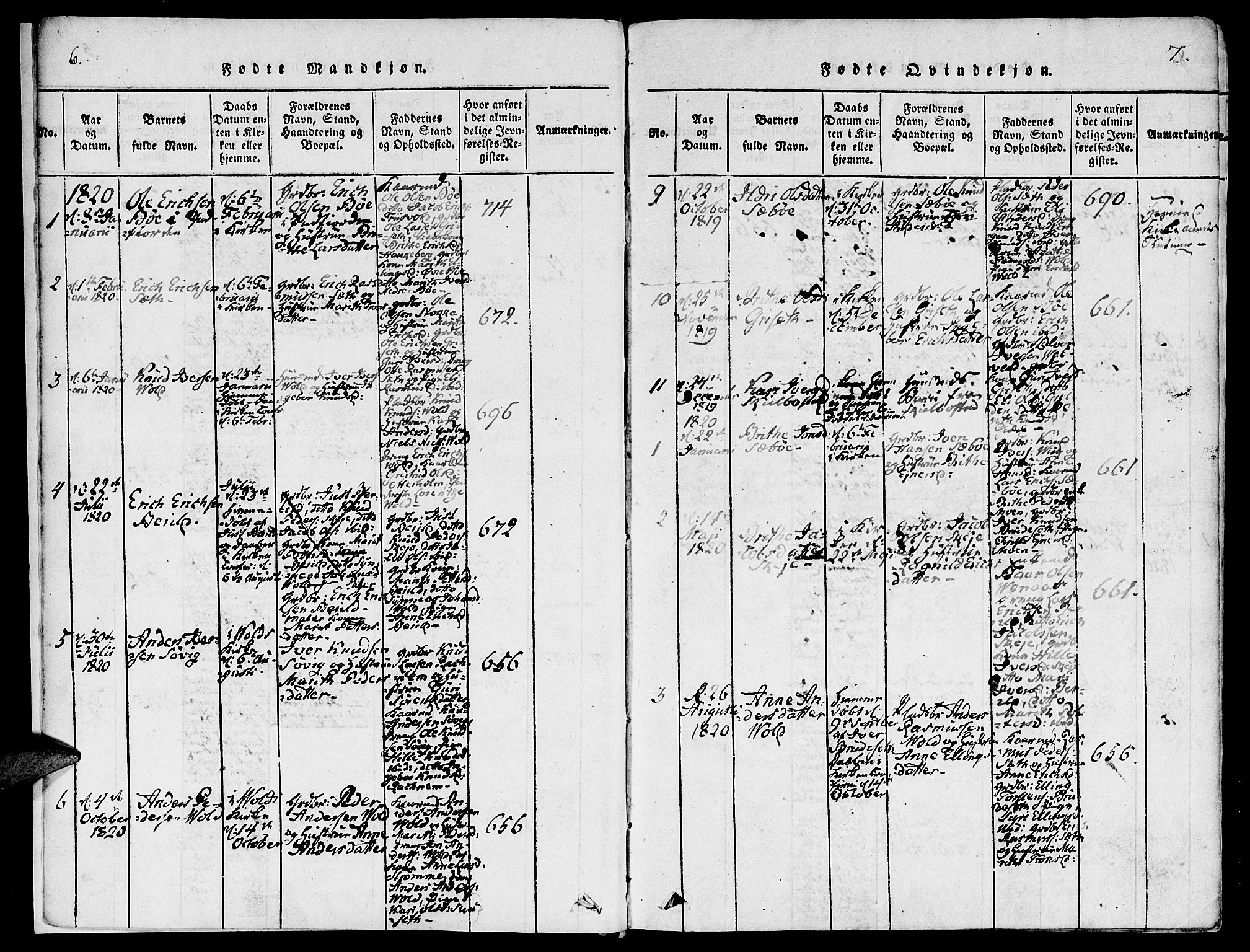 Ministerialprotokoller, klokkerbøker og fødselsregistre - Møre og Romsdal, AV/SAT-A-1454/543/L0561: Parish register (official) no. 543A01, 1818-1853, p. 6-7