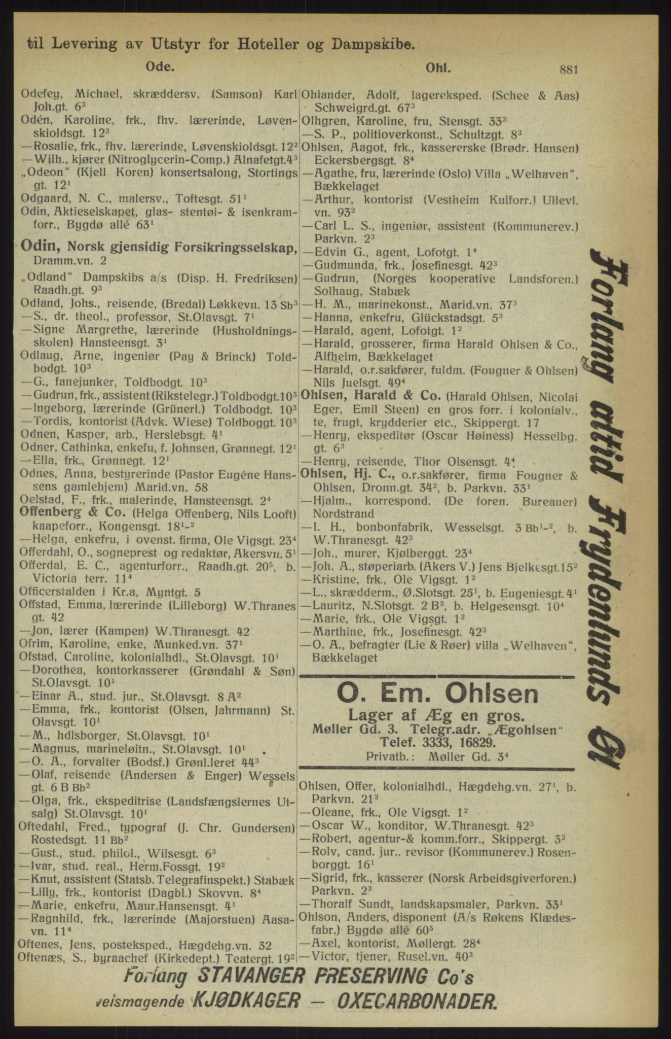 Kristiania/Oslo adressebok, PUBL/-, 1914, p. 881