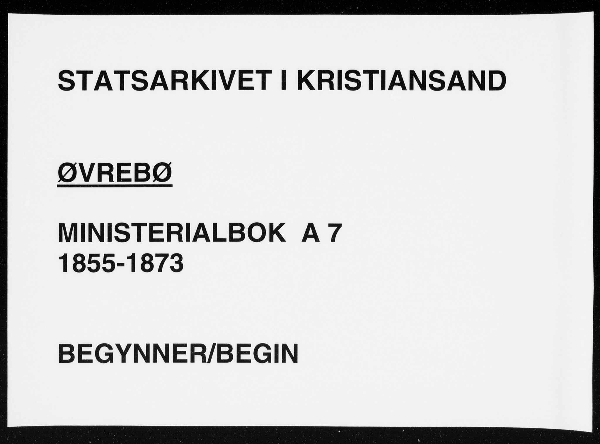 Vennesla sokneprestkontor, AV/SAK-1111-0045/Fa/Fac/L0007: Parish register (official) no. A 7, 1855-1873