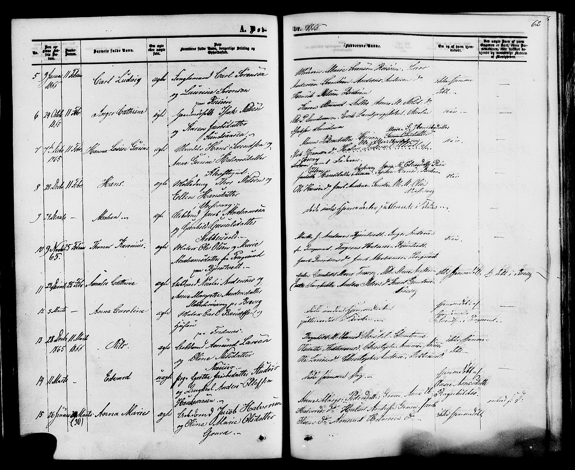 Eidanger kirkebøker, SAKO/A-261/F/Fa/L0010: Parish register (official) no. 10, 1859-1874, p. 62