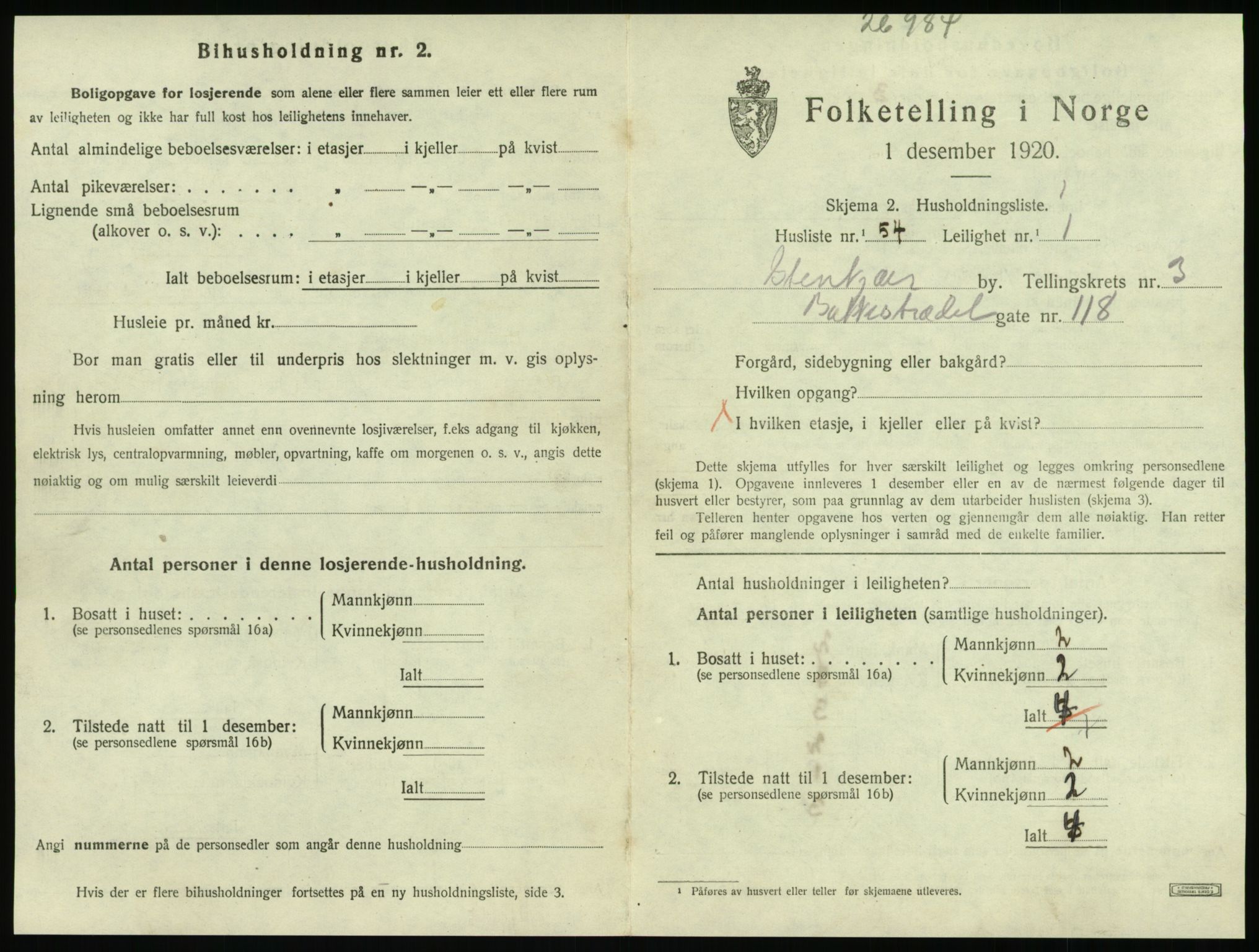 SAT, 1920 census for Steinkjer, 1920, p. 2074