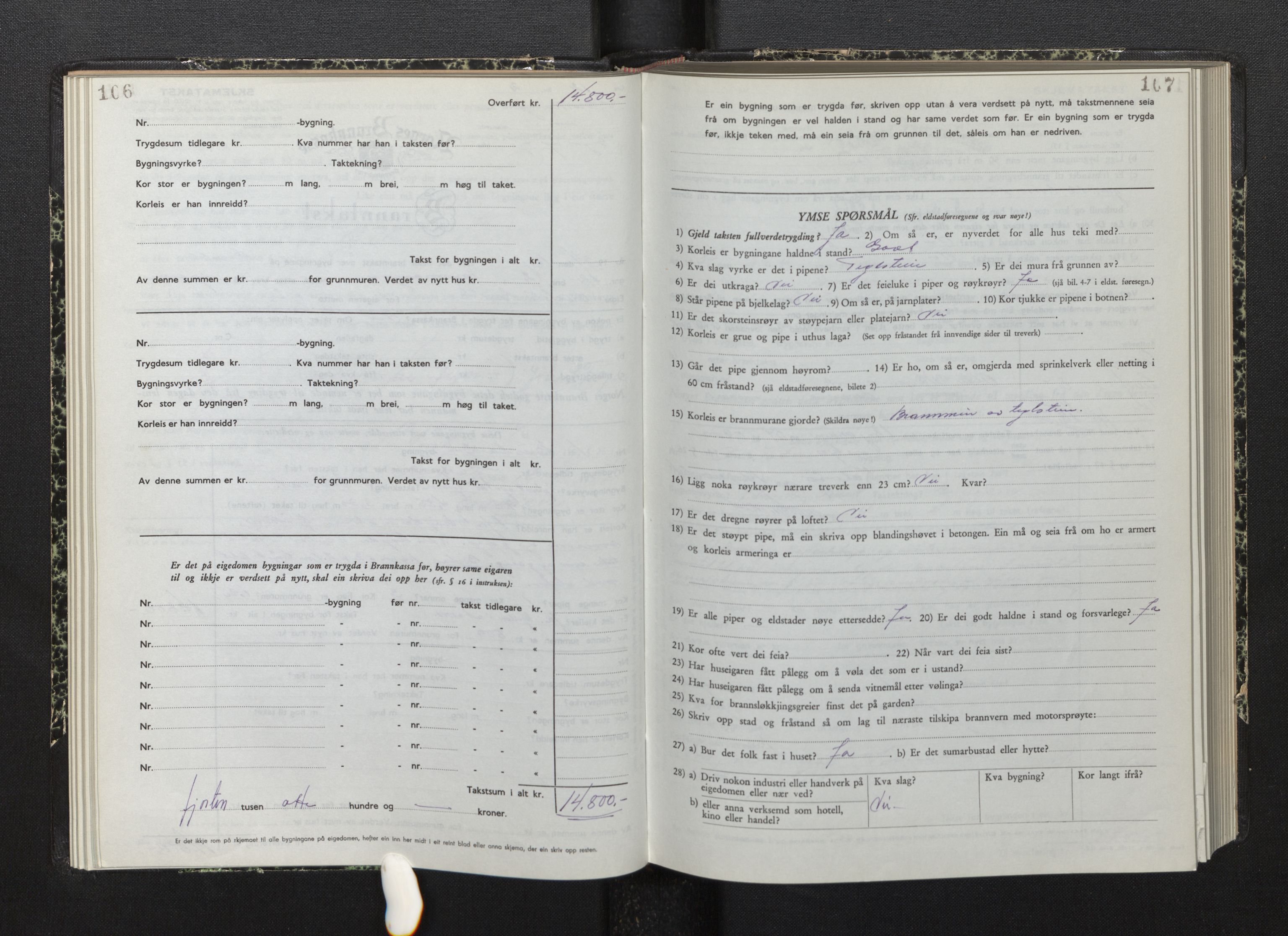 Lensmannen i Bremanger, AV/SAB-A-26701/0012/L0010: Branntakstprotokoll, skjematakst, 1950-1955, p. 106-107