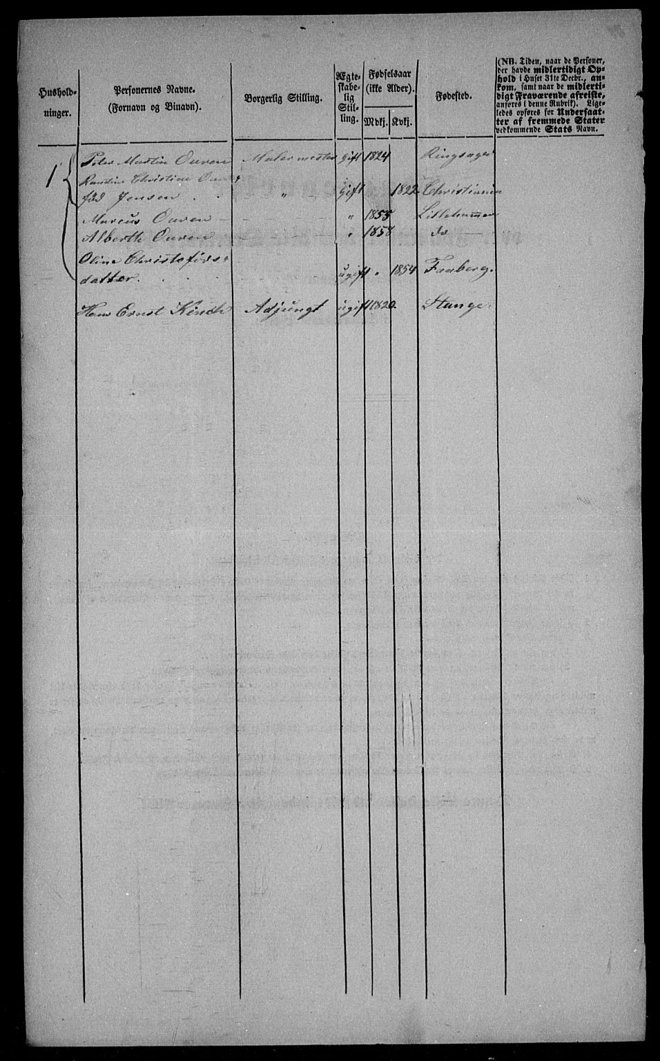 RA, 1870 census for 0501 Lillehammer, 1870, p. 114