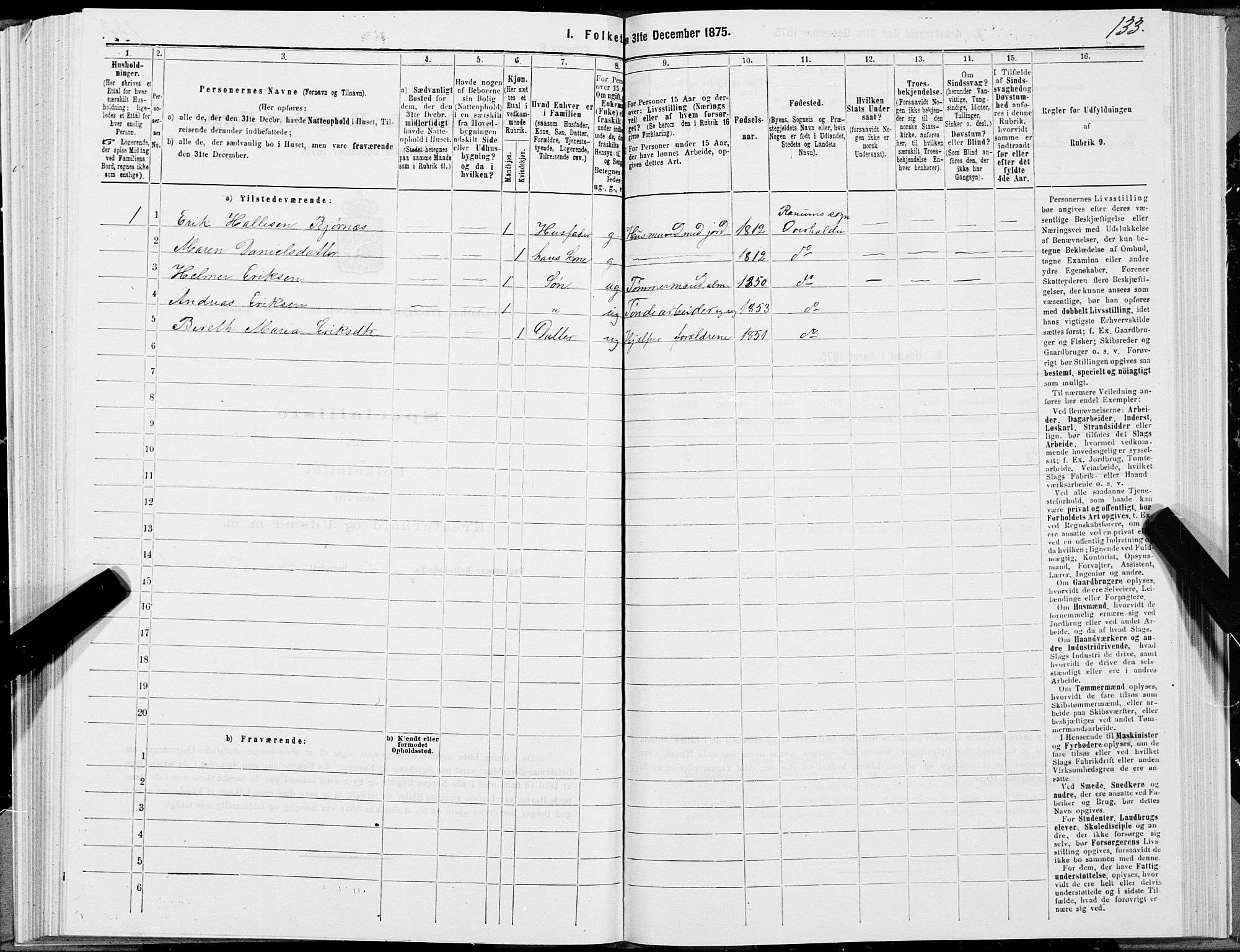 SAT, 1875 census for 1744P Overhalla, 1875, p. 1133