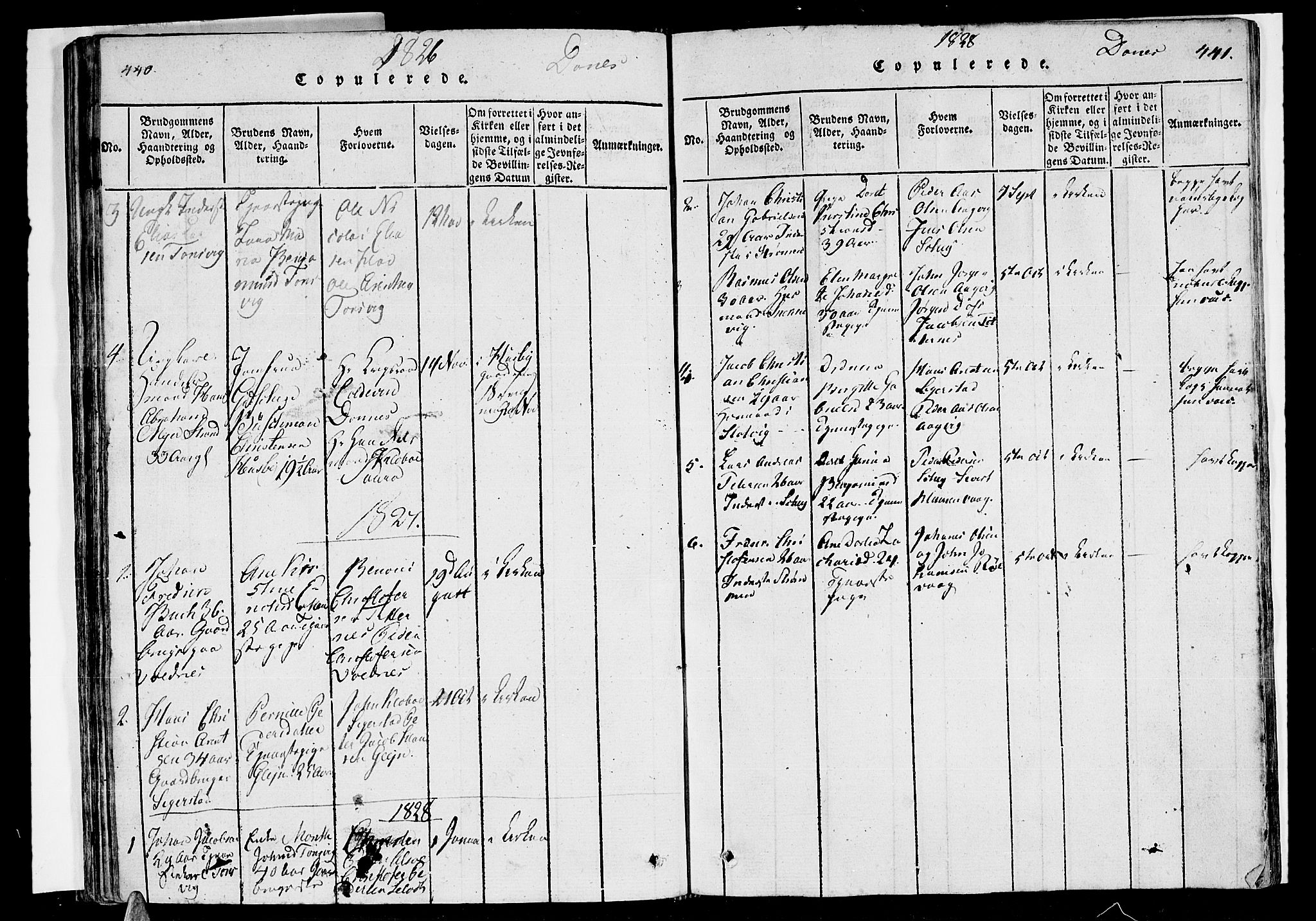 Ministerialprotokoller, klokkerbøker og fødselsregistre - Nordland, SAT/A-1459/838/L0547: Parish register (official) no. 838A05 /2, 1820-1828, p. 440-441