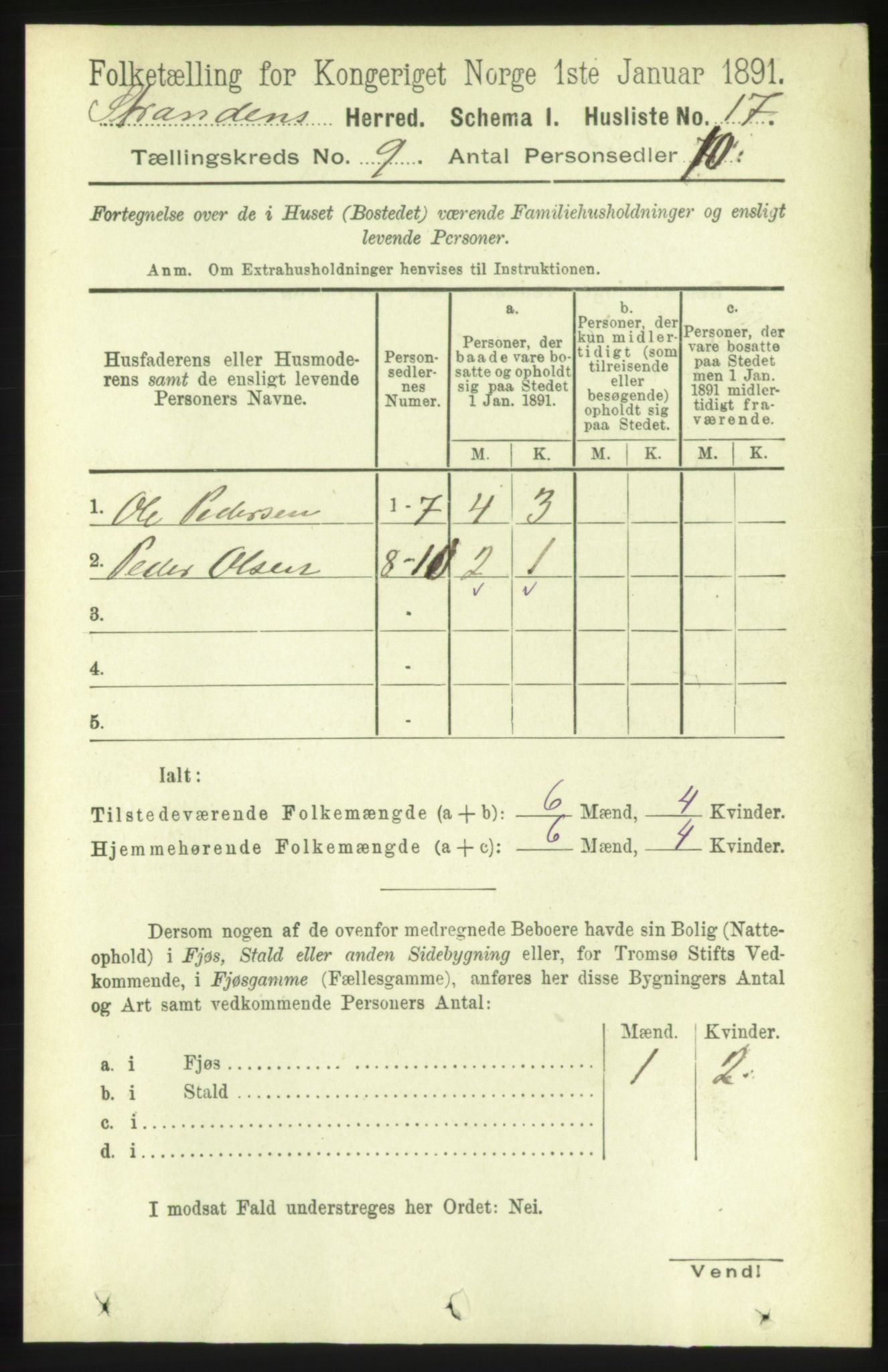 RA, 1891 census for 1525 Stranda, 1891, p. 2184