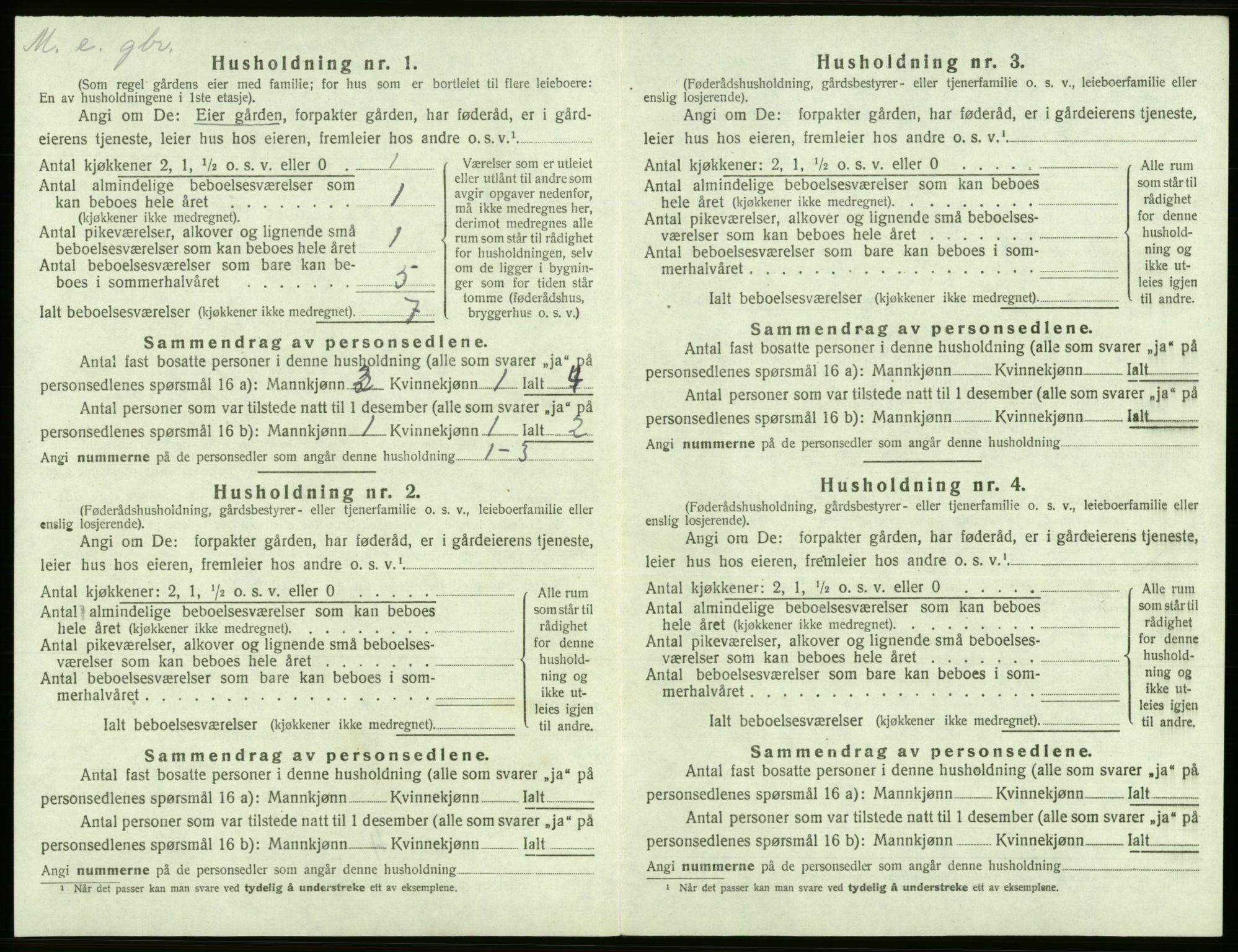 SAB, 1920 census for Jondal, 1920, p. 425