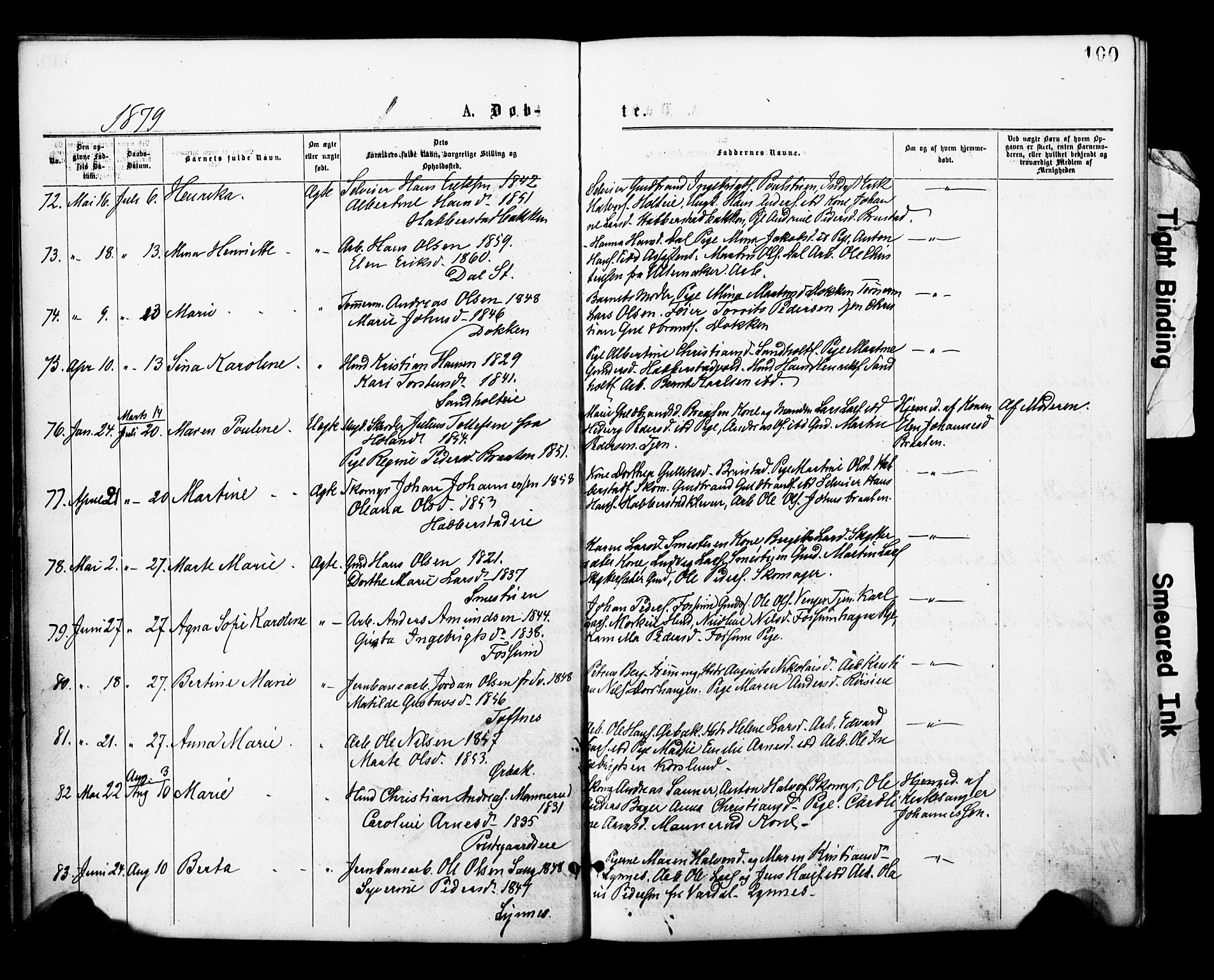 Eidsvoll prestekontor Kirkebøker, SAO/A-10888/F/Fa/L0001: Parish register (official) no. I 1, 1877-1881, p. 100
