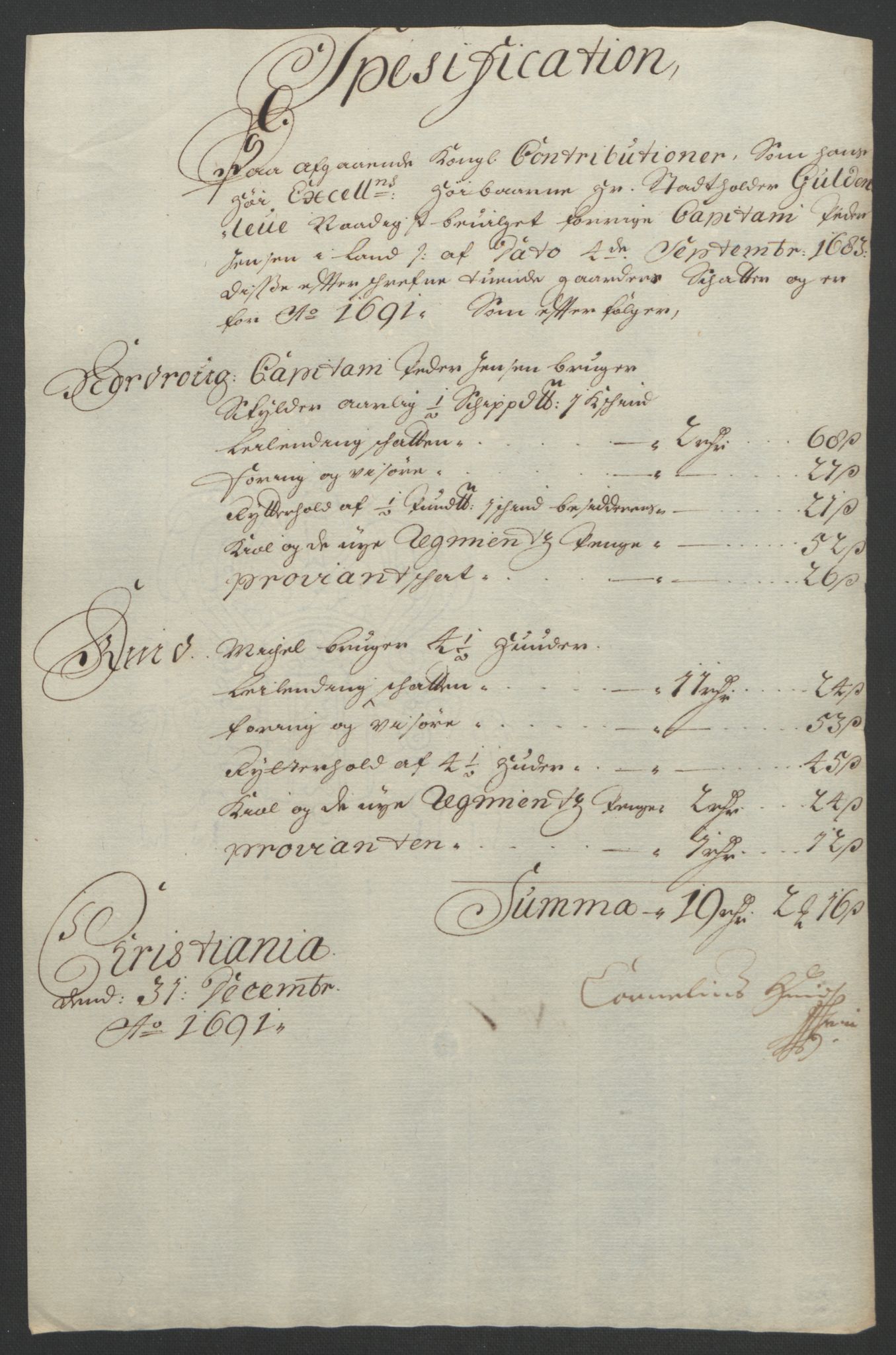 Rentekammeret inntil 1814, Reviderte regnskaper, Fogderegnskap, AV/RA-EA-4092/R18/L1290: Fogderegnskap Hadeland, Toten og Valdres, 1691, p. 280