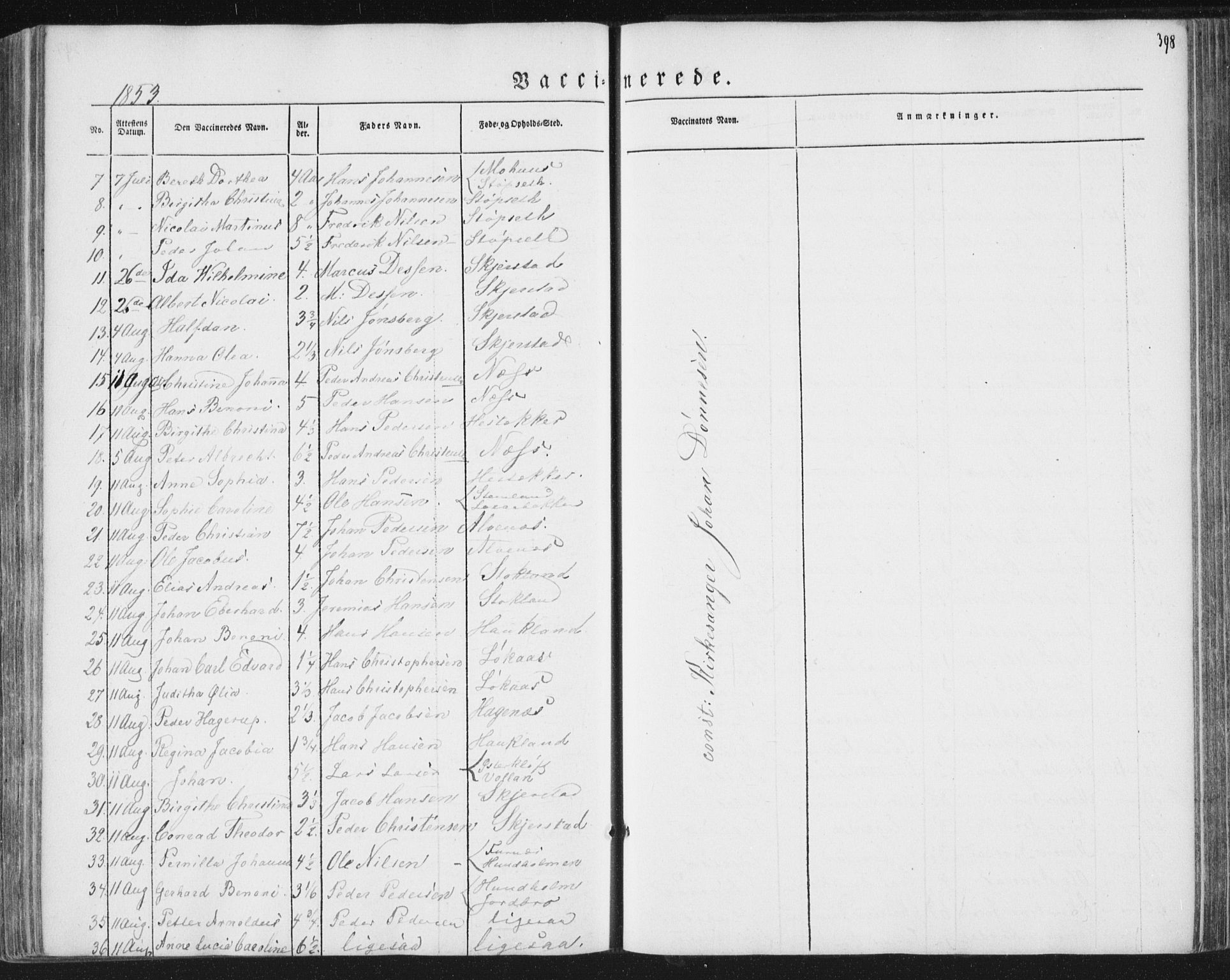 Ministerialprotokoller, klokkerbøker og fødselsregistre - Nordland, AV/SAT-A-1459/852/L0738: Parish register (official) no. 852A08, 1849-1865, p. 398