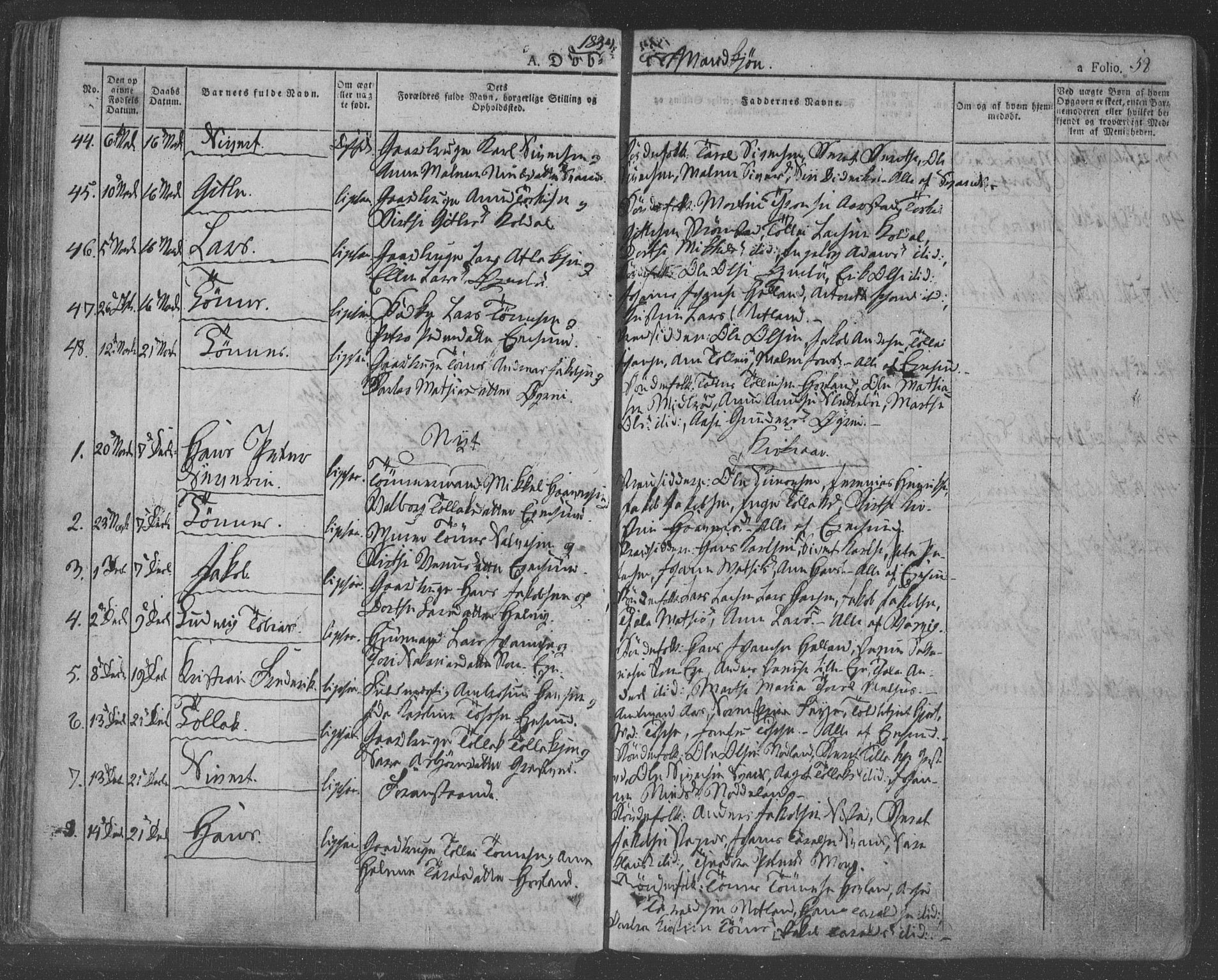 Eigersund sokneprestkontor, AV/SAST-A-101807/S08/L0009: Parish register (official) no. A 9, 1827-1850, p. 58