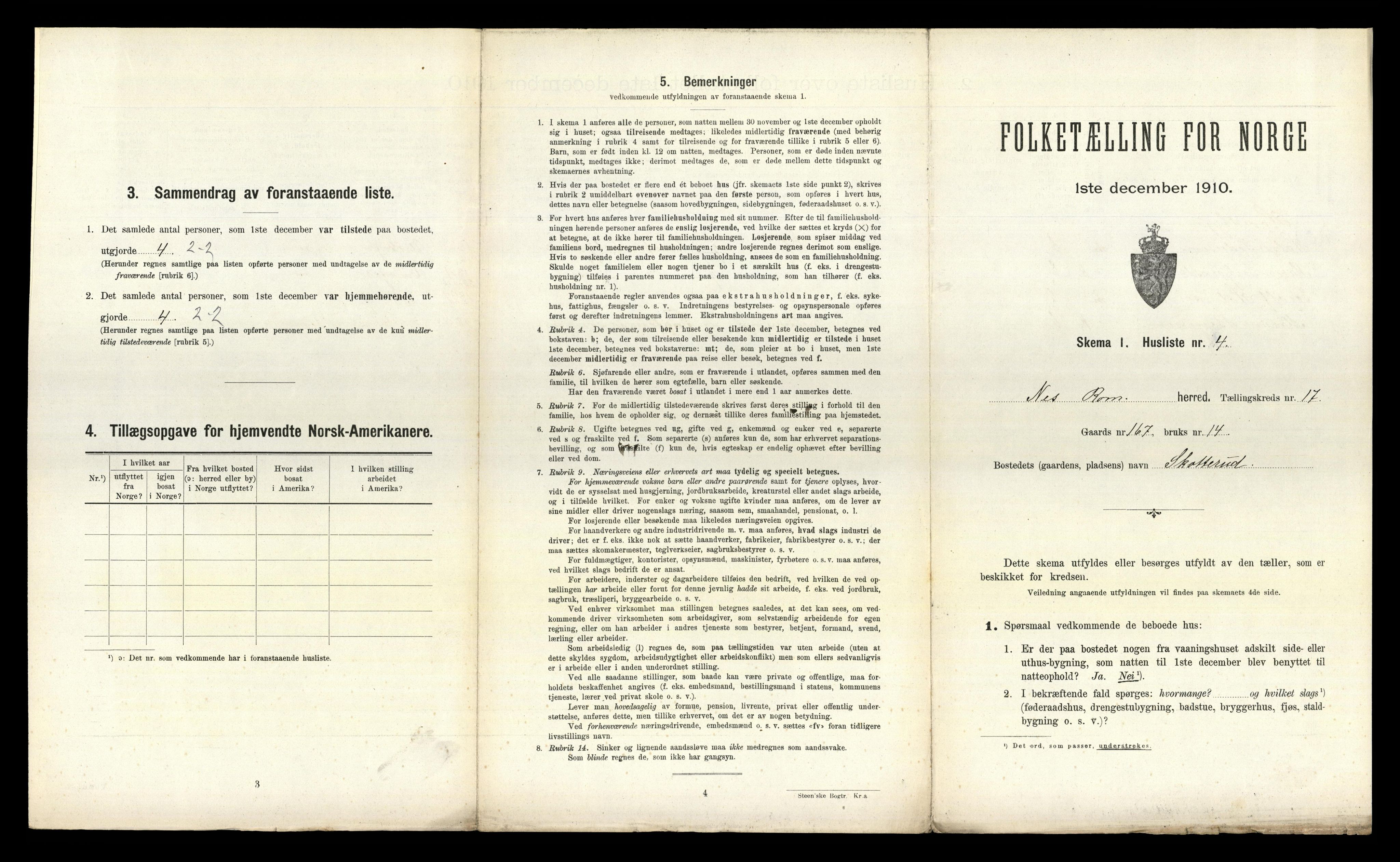 RA, 1910 census for Nes, 1910, p. 2148