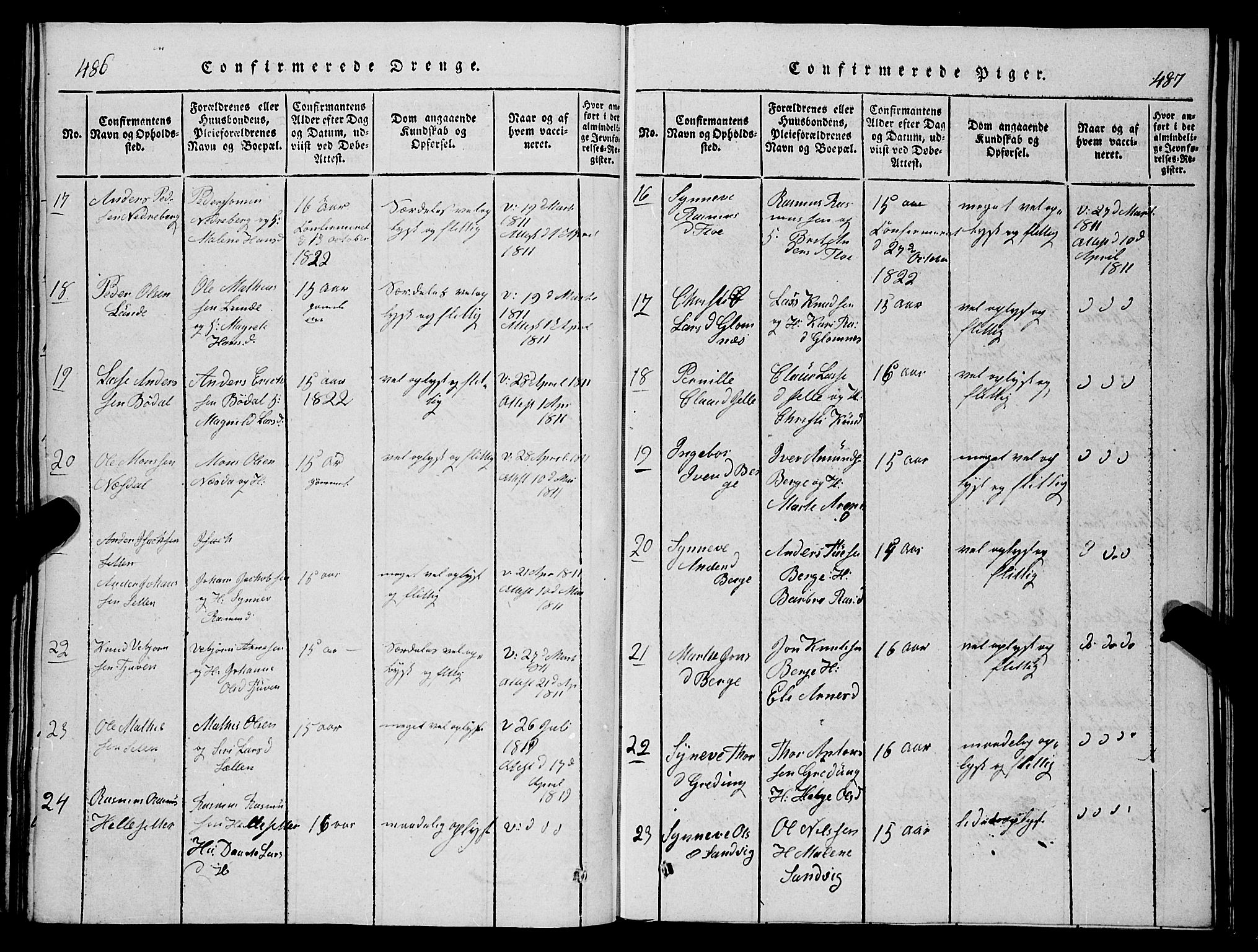 Stryn Sokneprestembete, SAB/A-82501: Parish register (copy) no. C 1, 1801-1845, p. 486-487