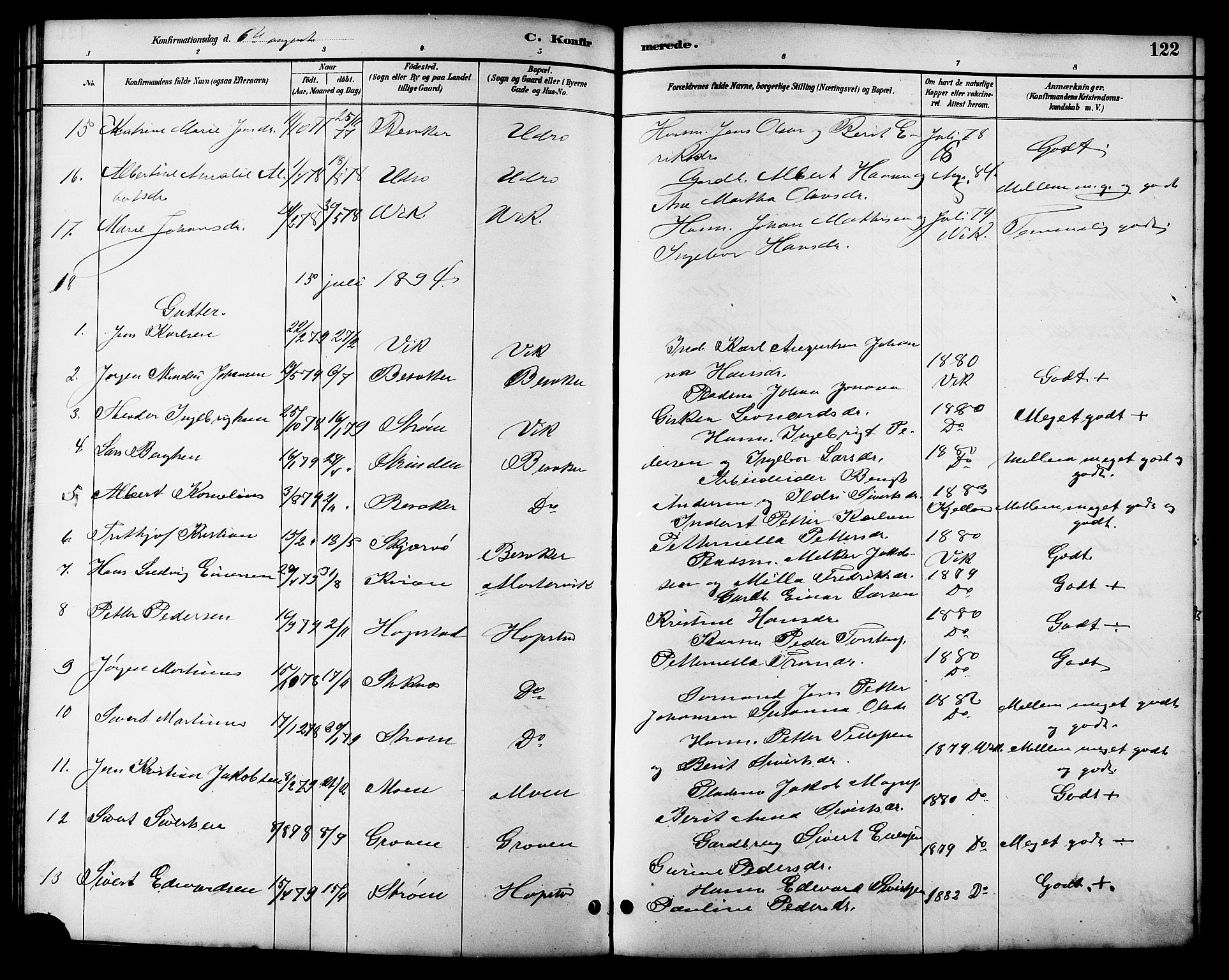 Ministerialprotokoller, klokkerbøker og fødselsregistre - Sør-Trøndelag, SAT/A-1456/657/L0716: Parish register (copy) no. 657C03, 1889-1904, p. 122