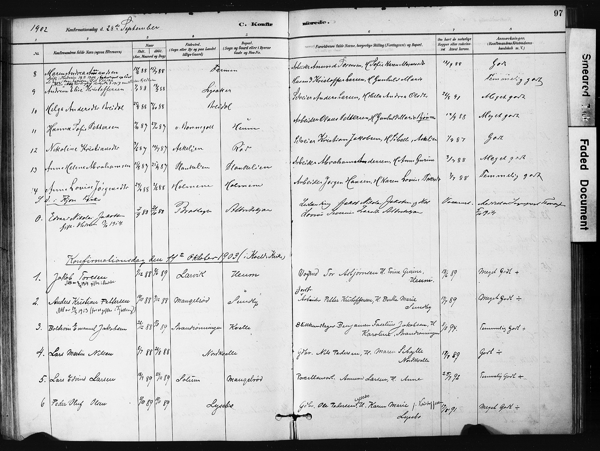 Hedrum kirkebøker, AV/SAKO-A-344/F/Fb/L0001: Parish register (official) no. II 1, 1881-1905, p. 97