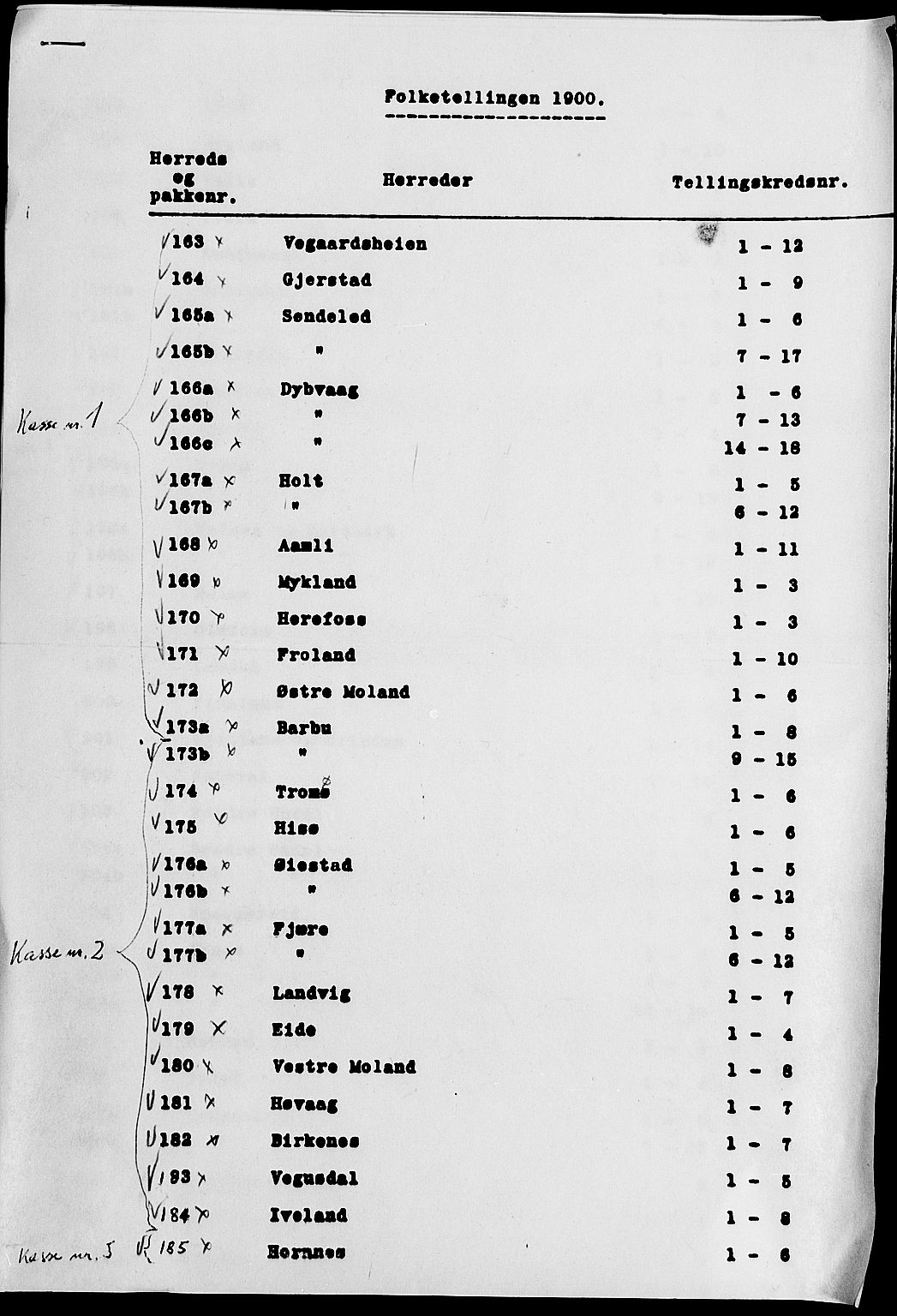 SAK, 1900 census for Hornnes, 1900, p. 24