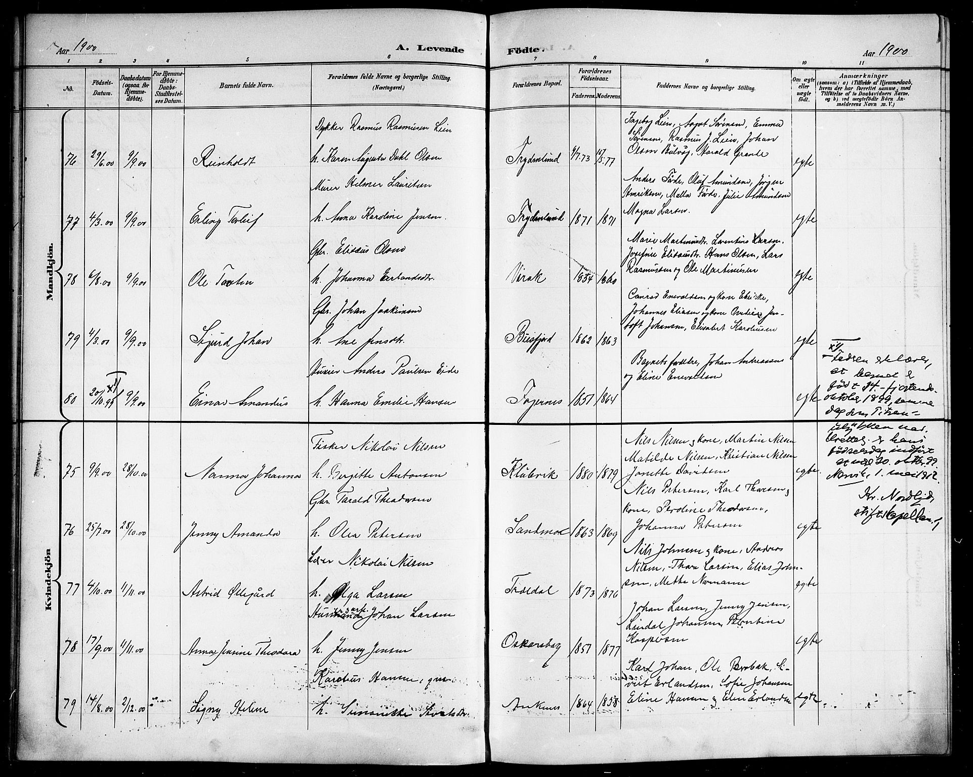 Ministerialprotokoller, klokkerbøker og fødselsregistre - Nordland, AV/SAT-A-1459/866/L0953: Parish register (copy) no. 866C02, 1900-1905