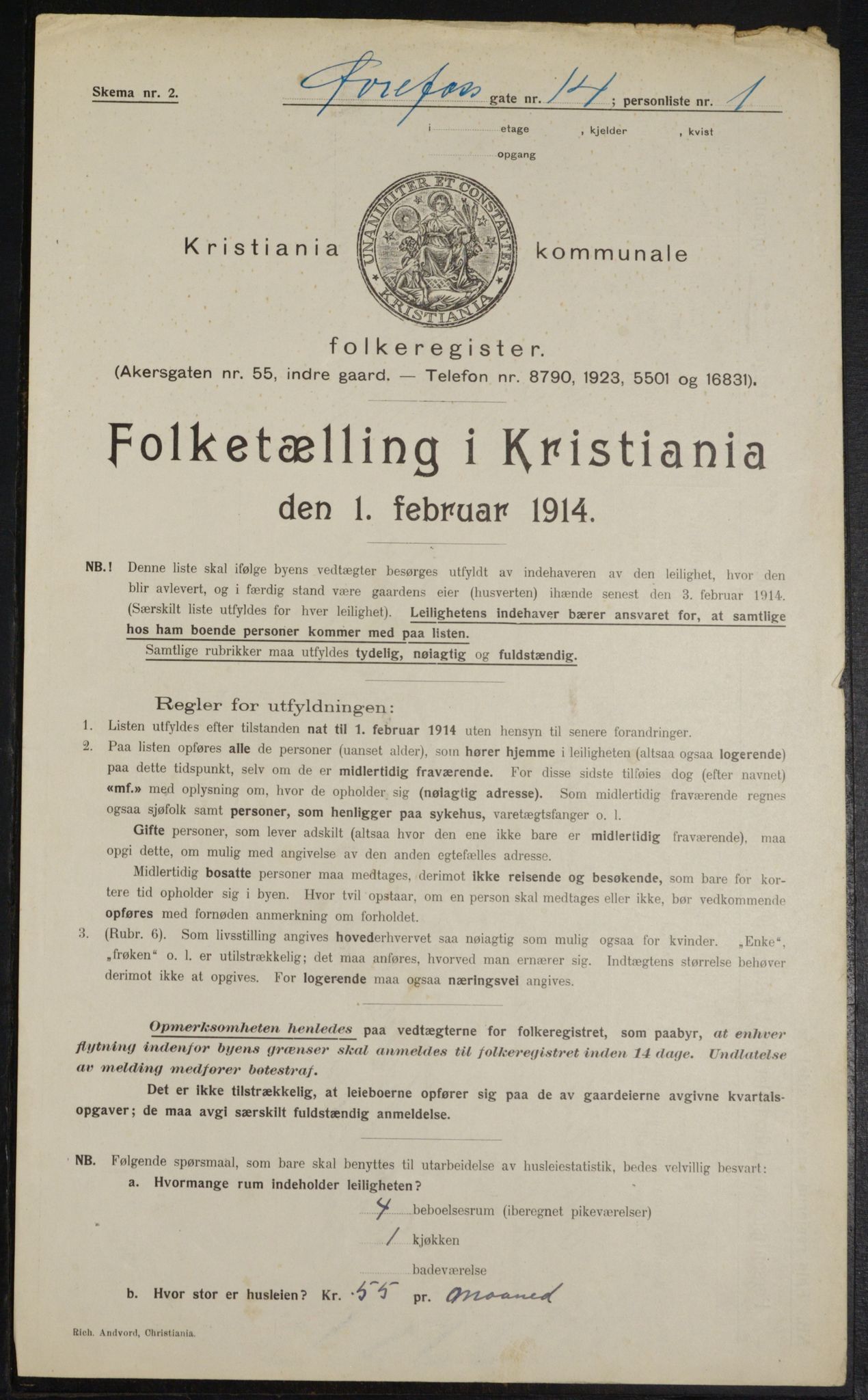 OBA, Municipal Census 1914 for Kristiania, 1914, p. 130788