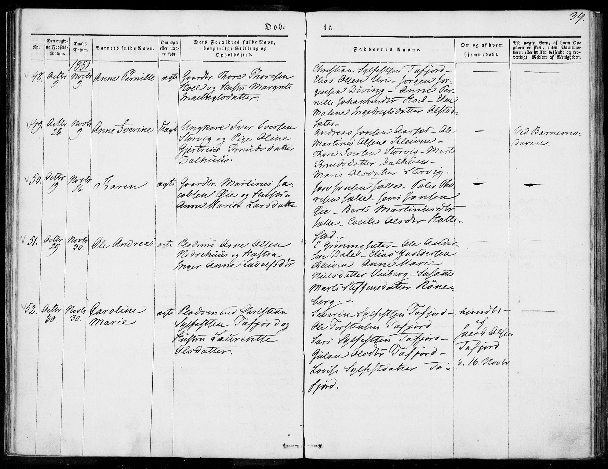 Ministerialprotokoller, klokkerbøker og fødselsregistre - Møre og Romsdal, SAT/A-1454/519/L0249: Parish register (official) no. 519A08, 1846-1868, p. 39