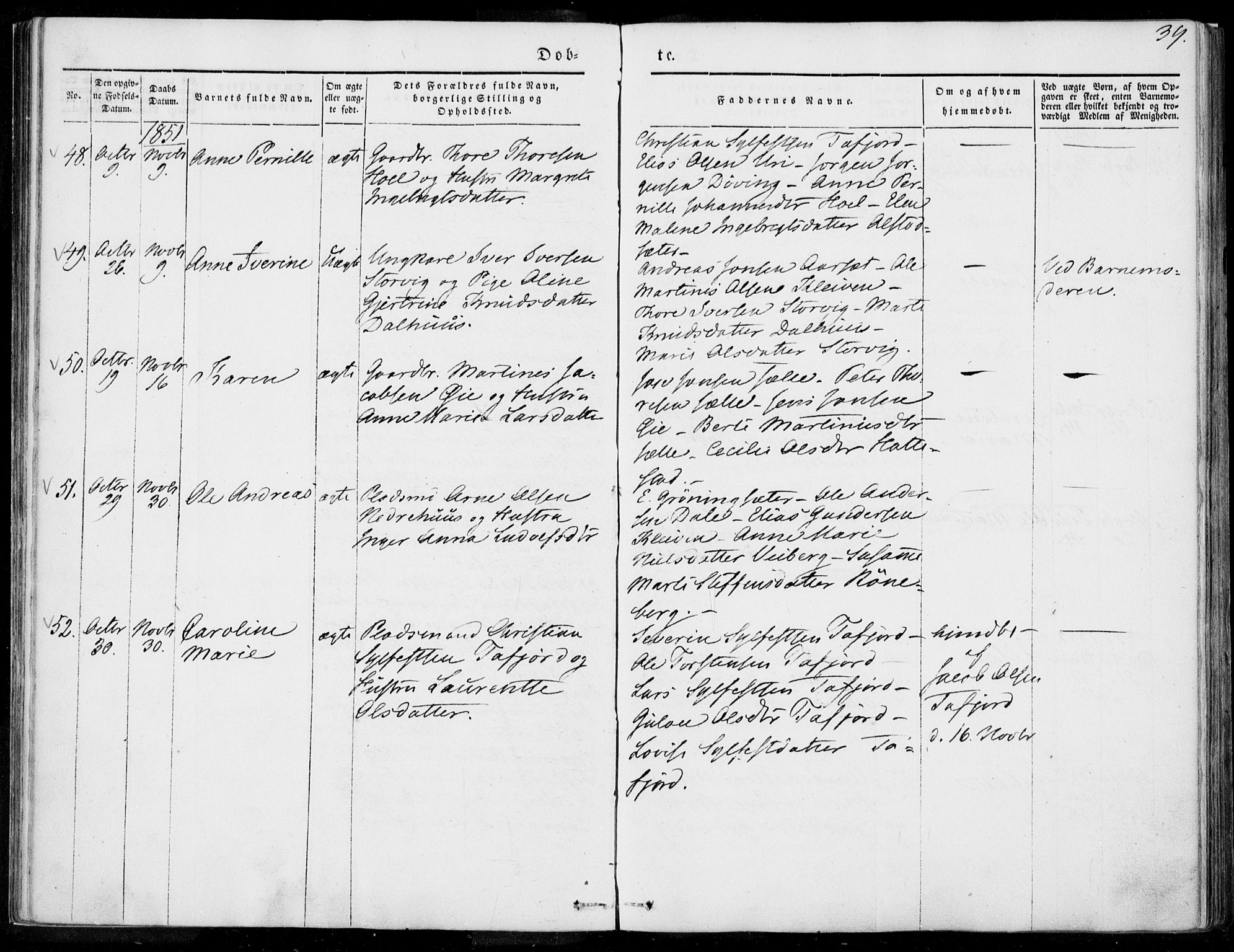 Ministerialprotokoller, klokkerbøker og fødselsregistre - Møre og Romsdal, AV/SAT-A-1454/519/L0249: Parish register (official) no. 519A08, 1846-1868, p. 39