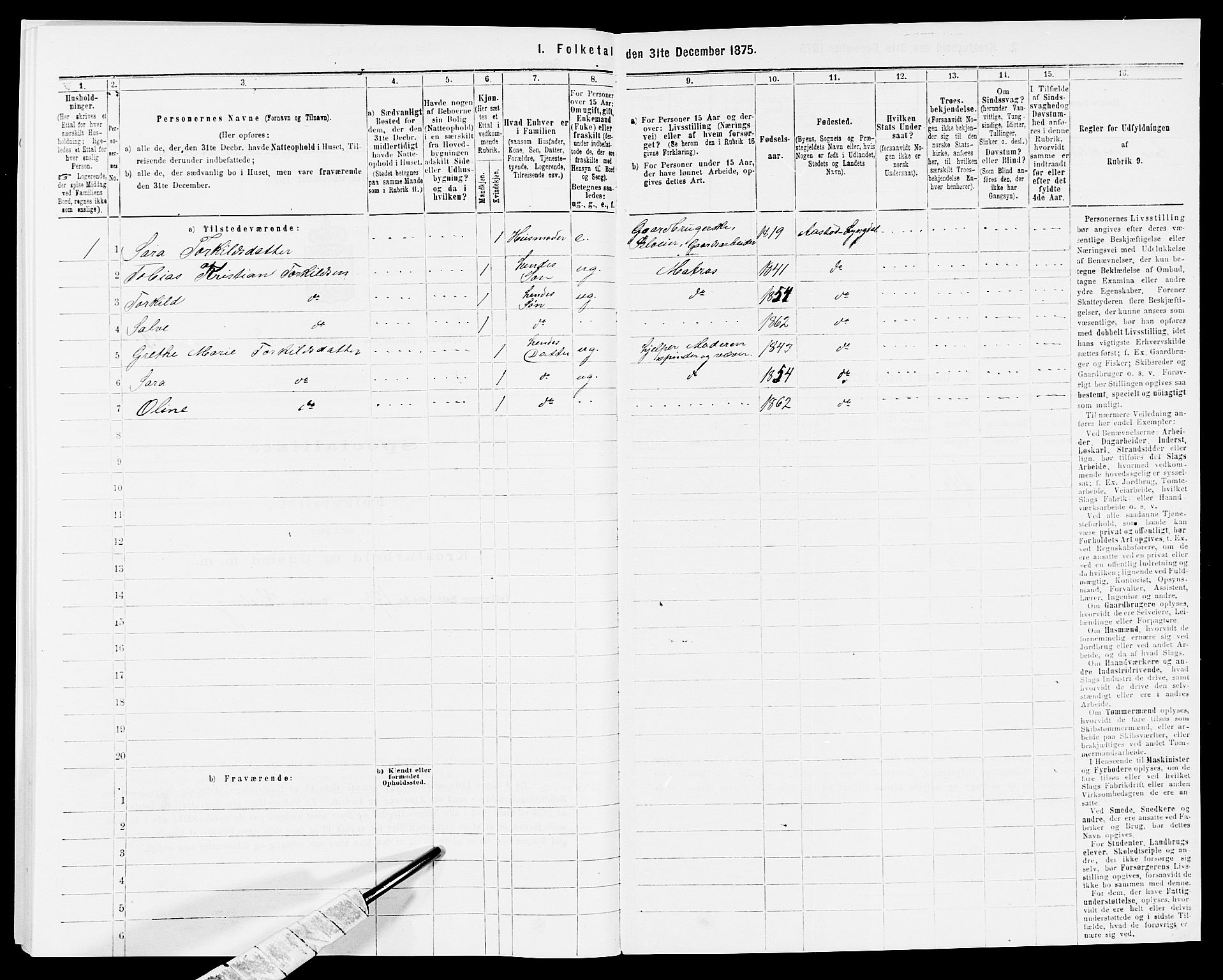 SAK, 1875 census for 1032P Lyngdal, 1875, p. 669