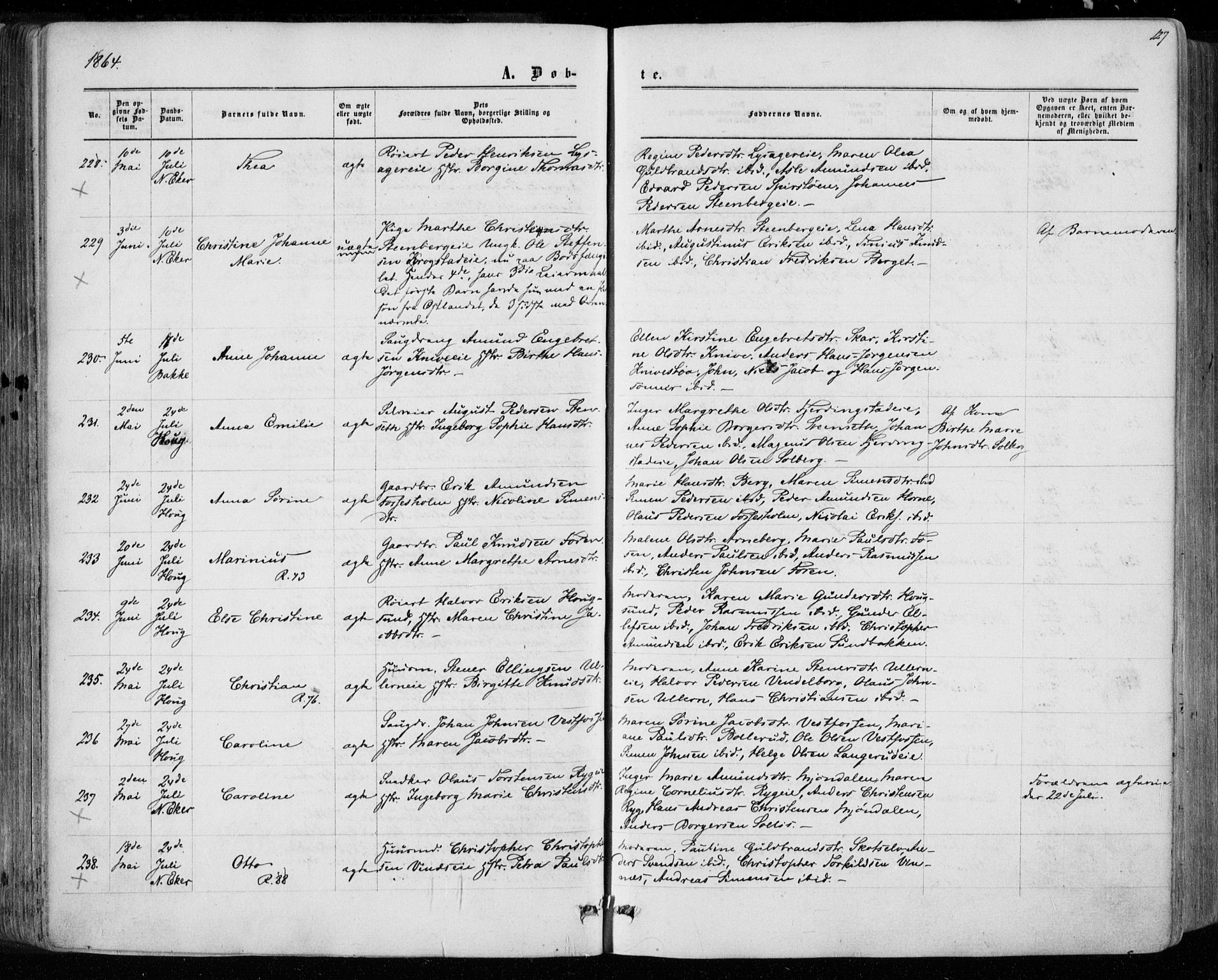 Eiker kirkebøker, SAKO/A-4/F/Fa/L0016: Parish register (official) no. I 16, 1860-1868, p. 127