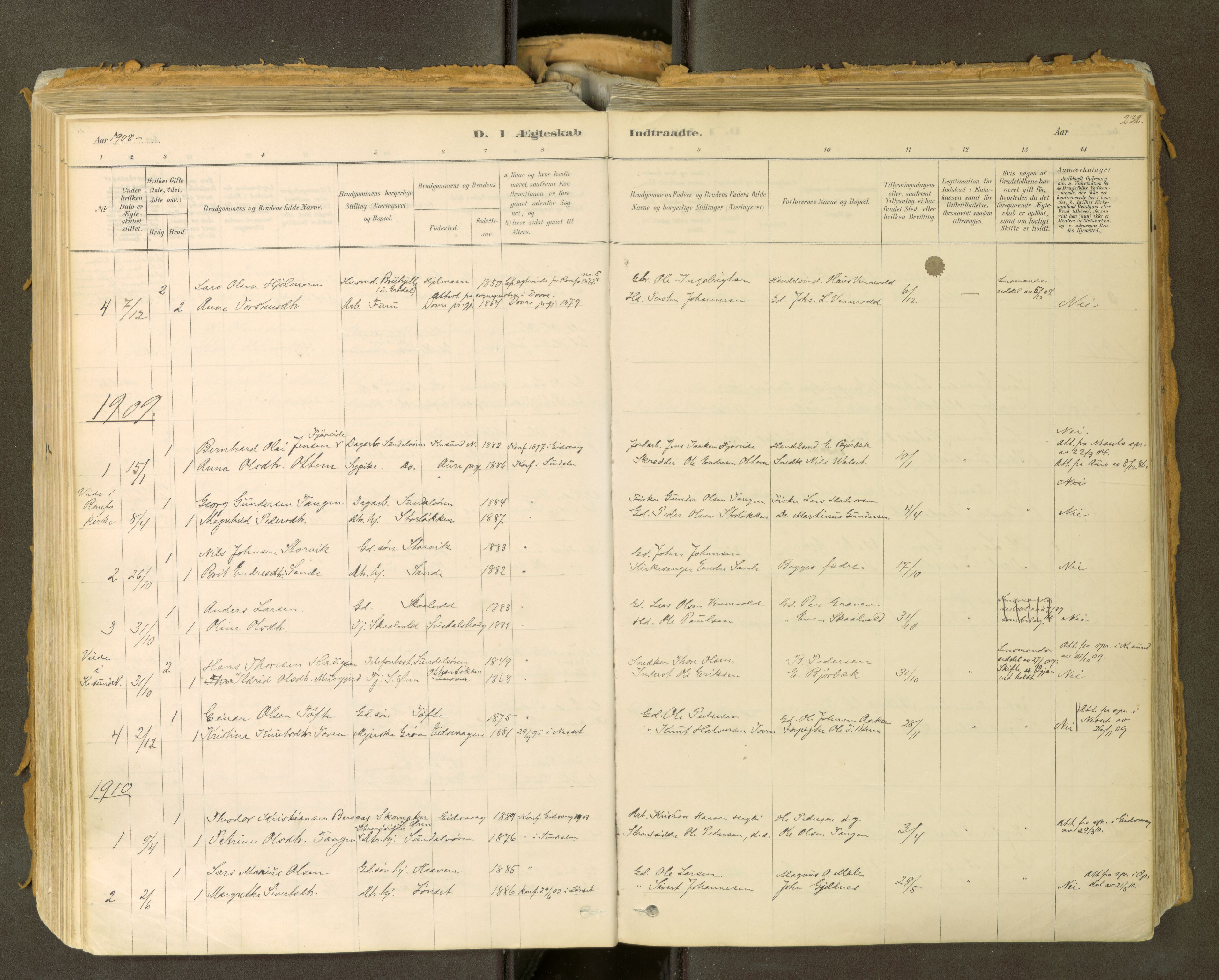 Sunndal sokneprestkontor, SAT/A-1085/1/I/I1/I1a: Parish register (official) no. 2, 1877-1914, p. 232