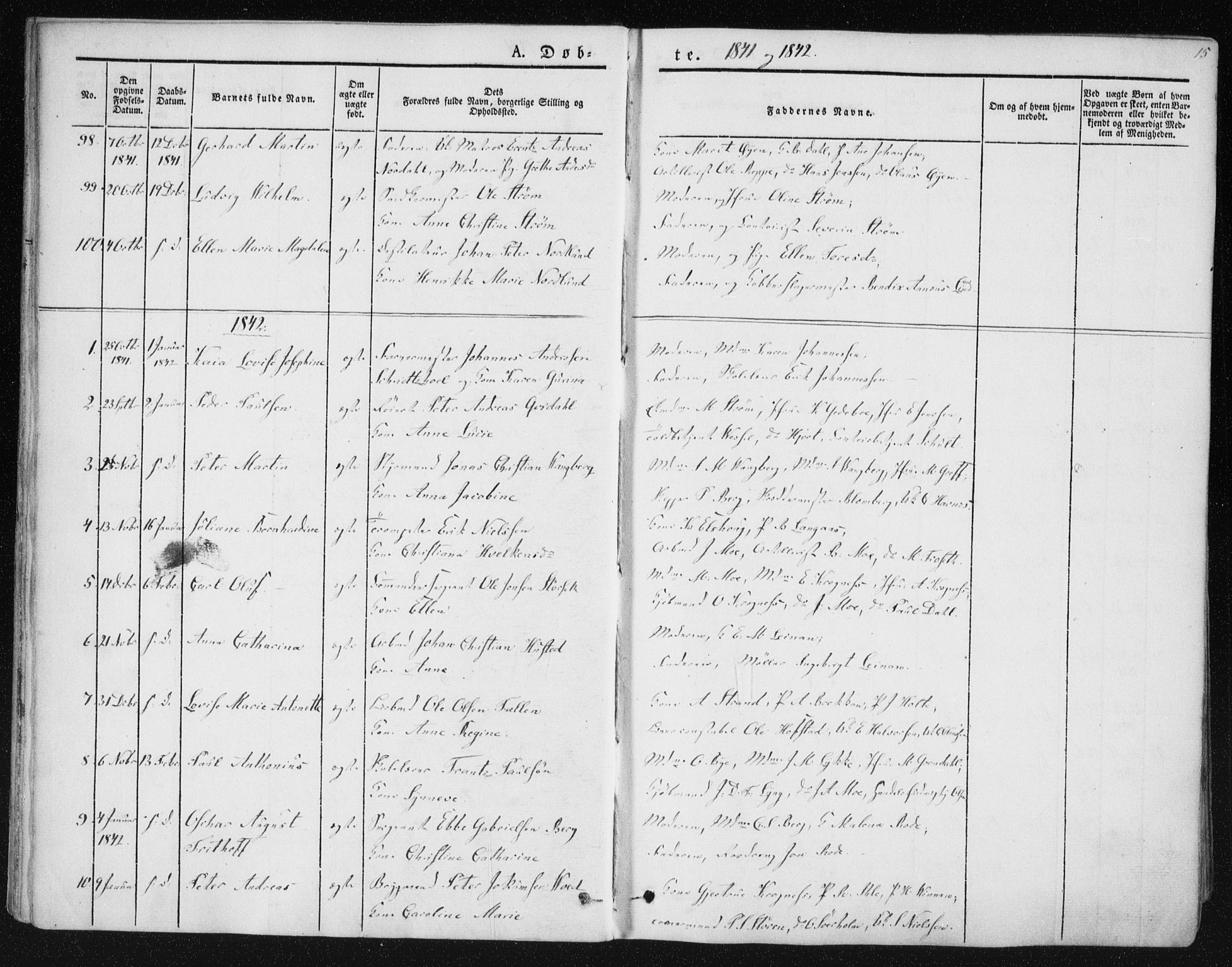 Ministerialprotokoller, klokkerbøker og fødselsregistre - Sør-Trøndelag, AV/SAT-A-1456/602/L0110: Parish register (official) no. 602A08, 1840-1854, p. 15