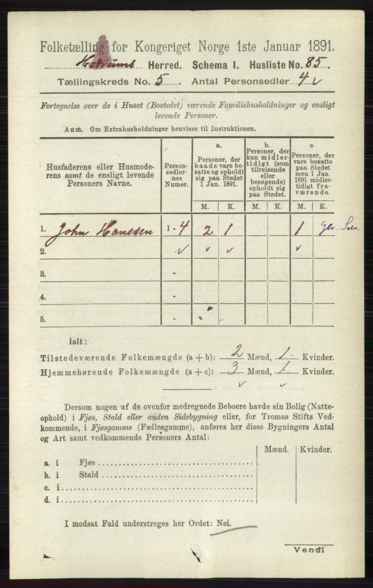 RA, 1891 census for 0727 Hedrum, 1891, p. 1962