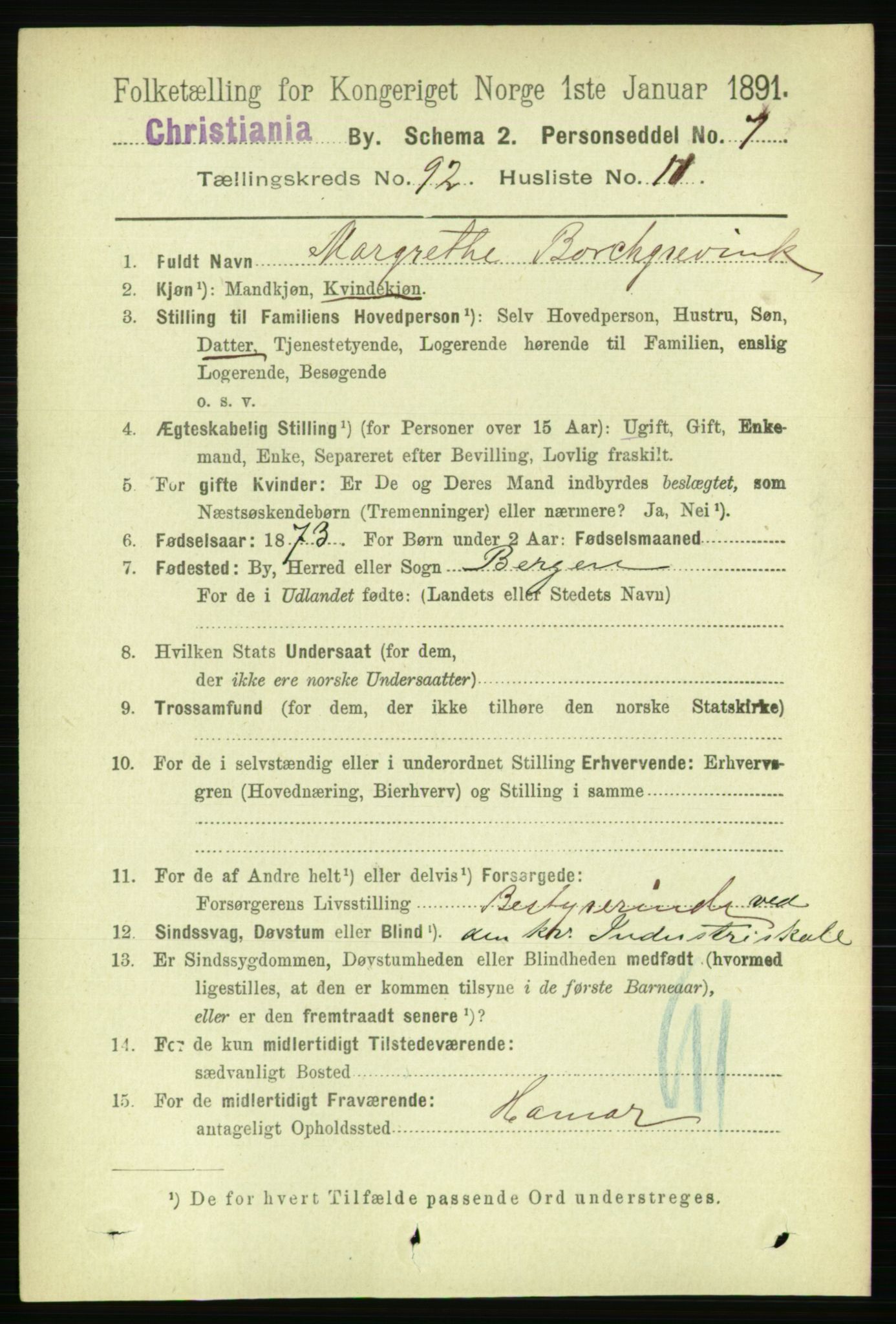 RA, 1891 census for 0301 Kristiania, 1891, p. 45417