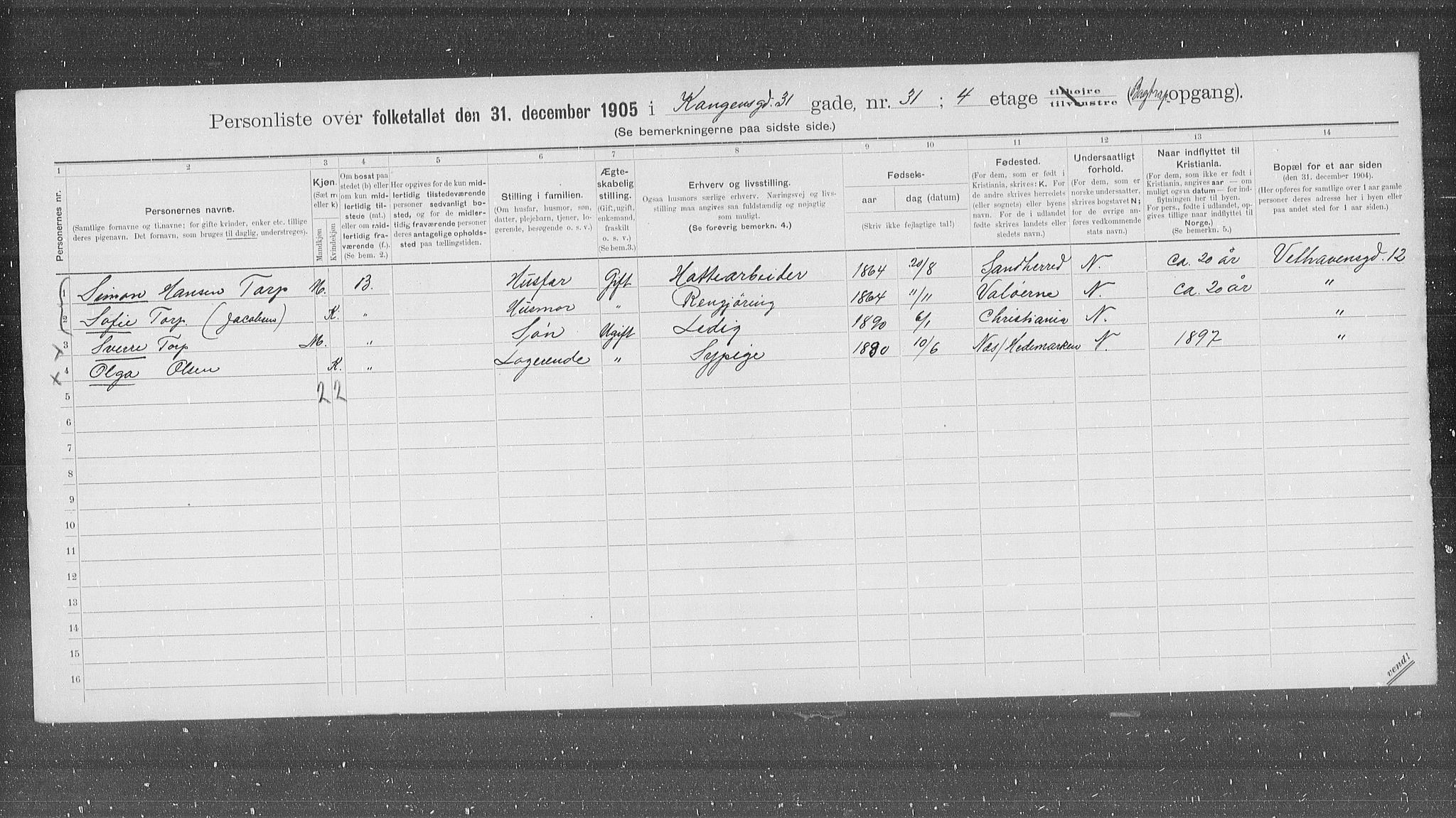 OBA, Municipal Census 1905 for Kristiania, 1905, p. 27753