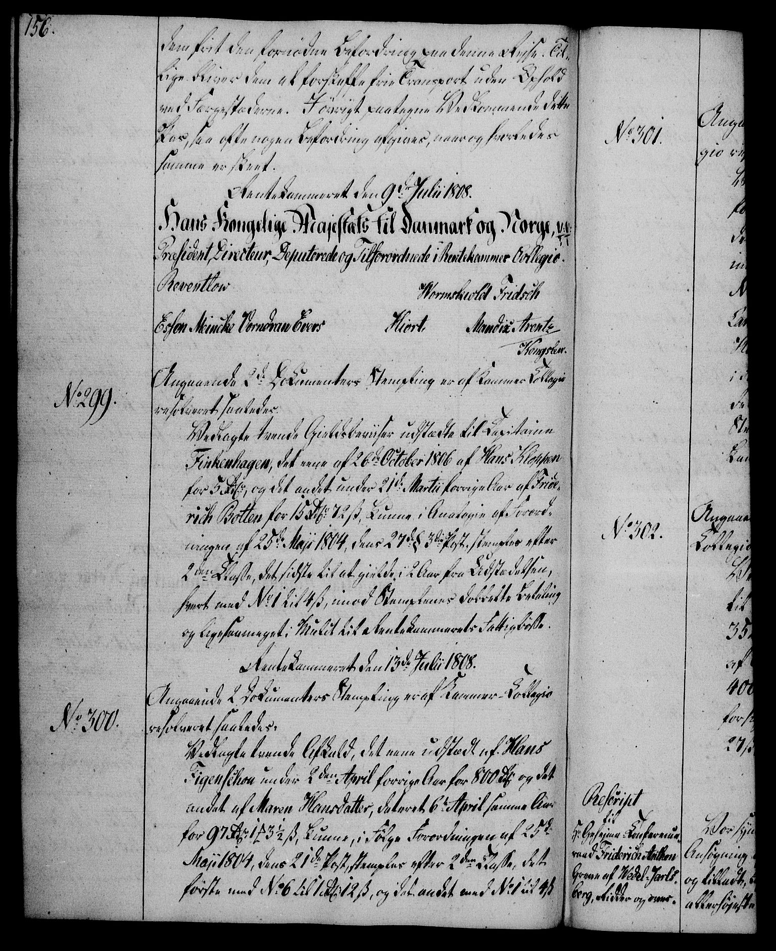 Rentekammeret, Kammerkanselliet, AV/RA-EA-3111/G/Gg/Gga/L0019: Norsk ekspedisjonsprotokoll med register (merket RK 53.19), 1807-1810, p. 156