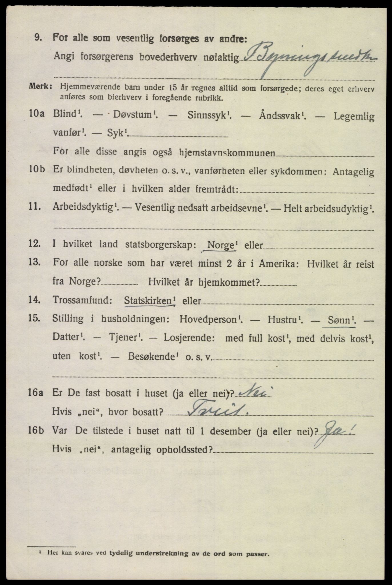 SAK, 1920 census for Vennesla, 1920, p. 2985