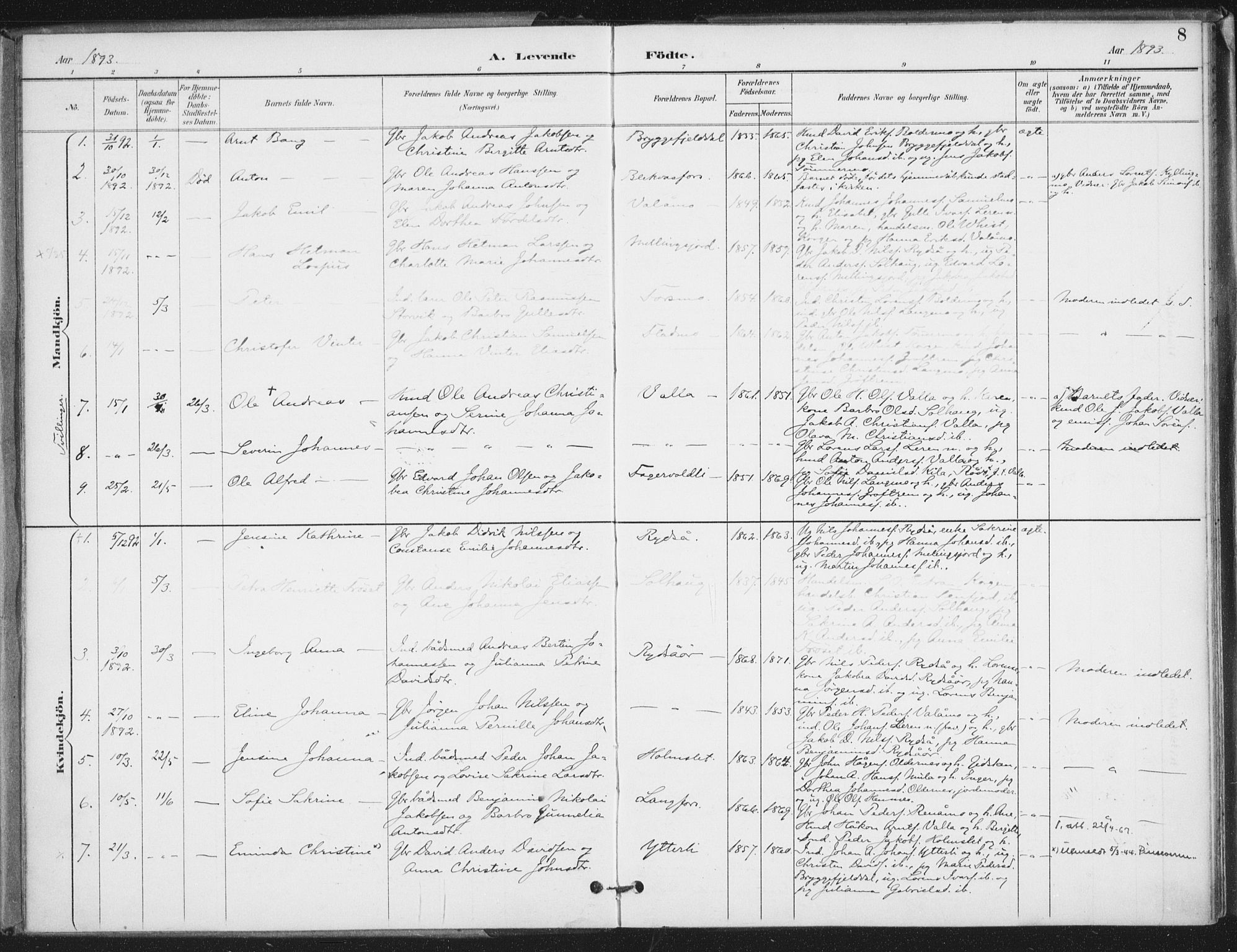 Ministerialprotokoller, klokkerbøker og fødselsregistre - Nordland, SAT/A-1459/826/L0380: Parish register (official) no. 826A03, 1891-1911, p. 8