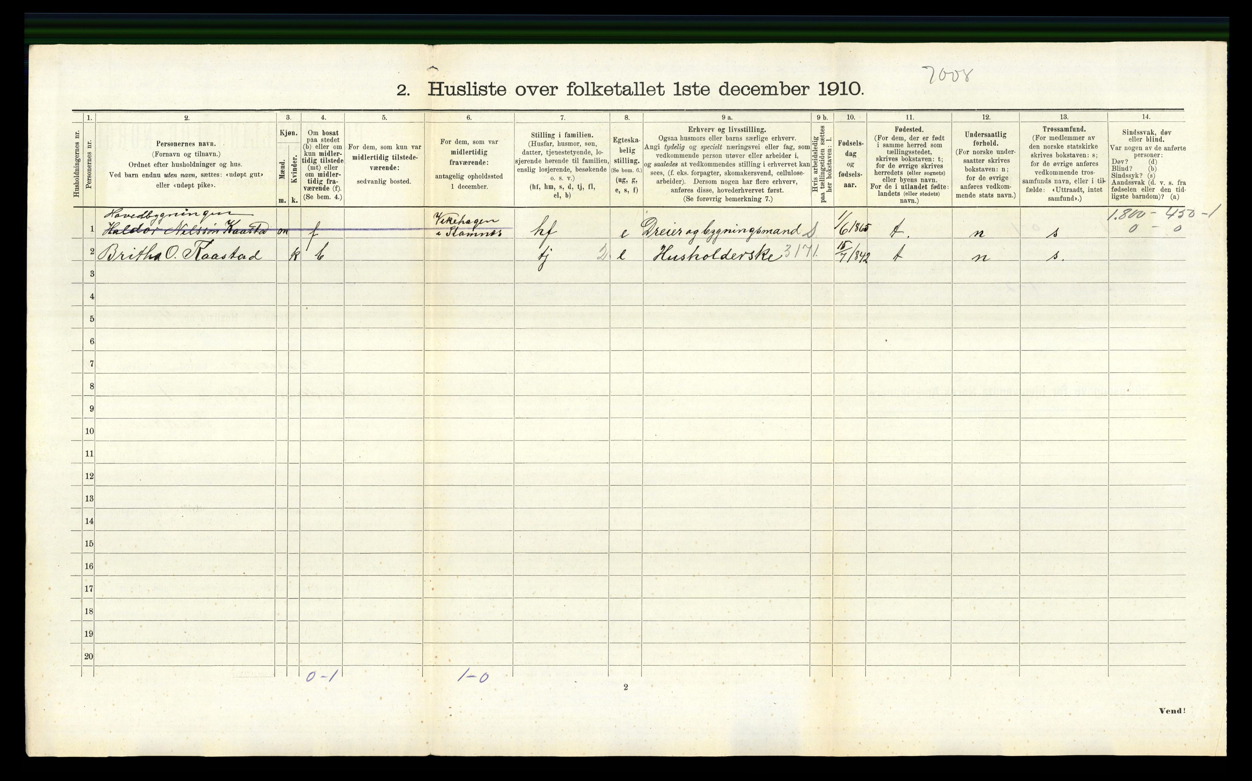 RA, 1910 census for Bruvik, 1910, p. 773