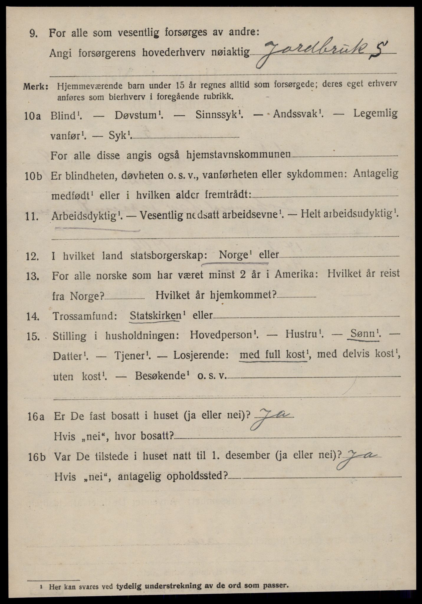 SAT, 1920 census for Ulstein, 1920, p. 4995