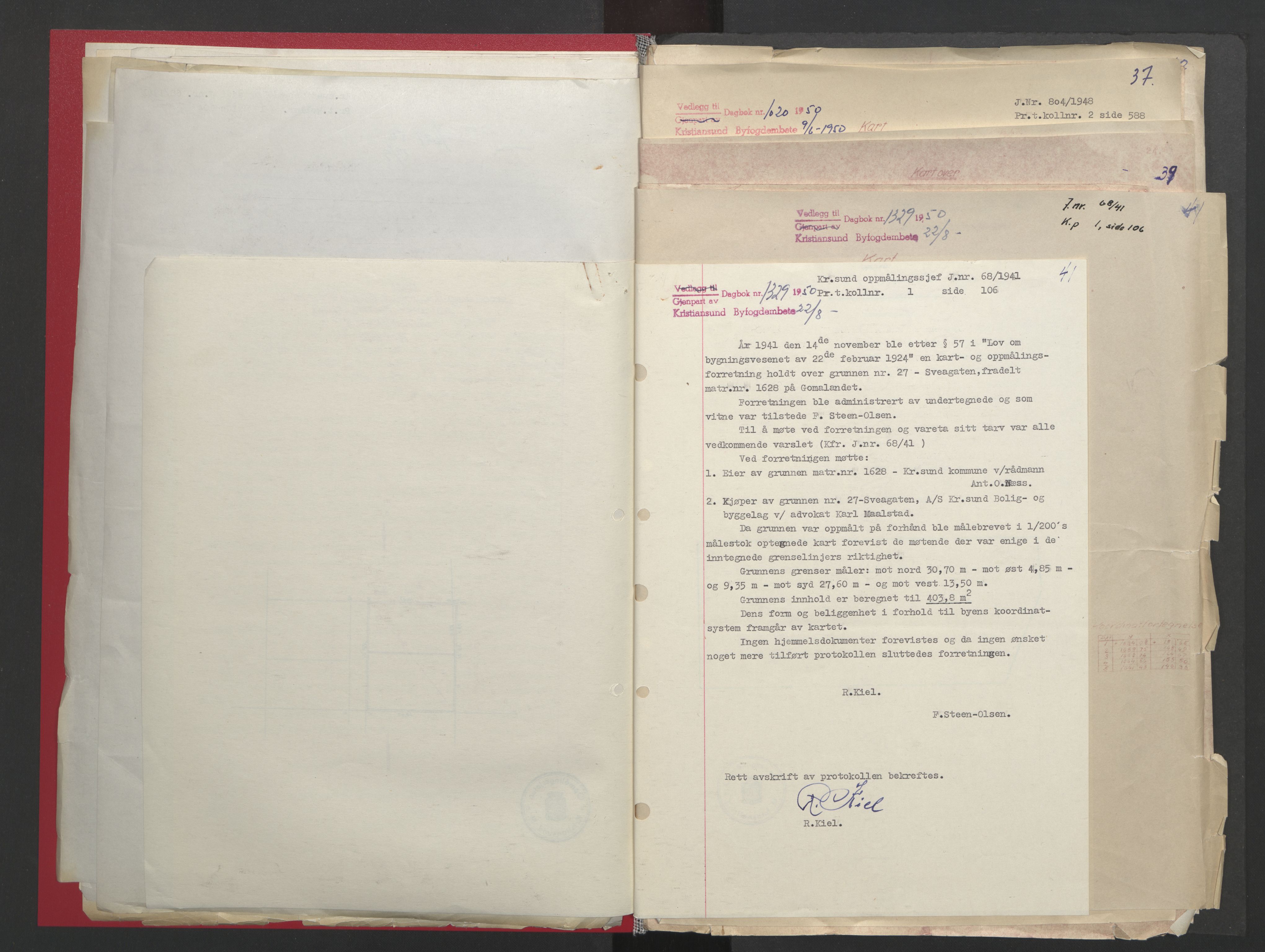 Kristiansund byfogd, AV/SAT-A-4587/A/27: Mortgage book no. 48, 1950-1950, Diary no: : 1329/1950