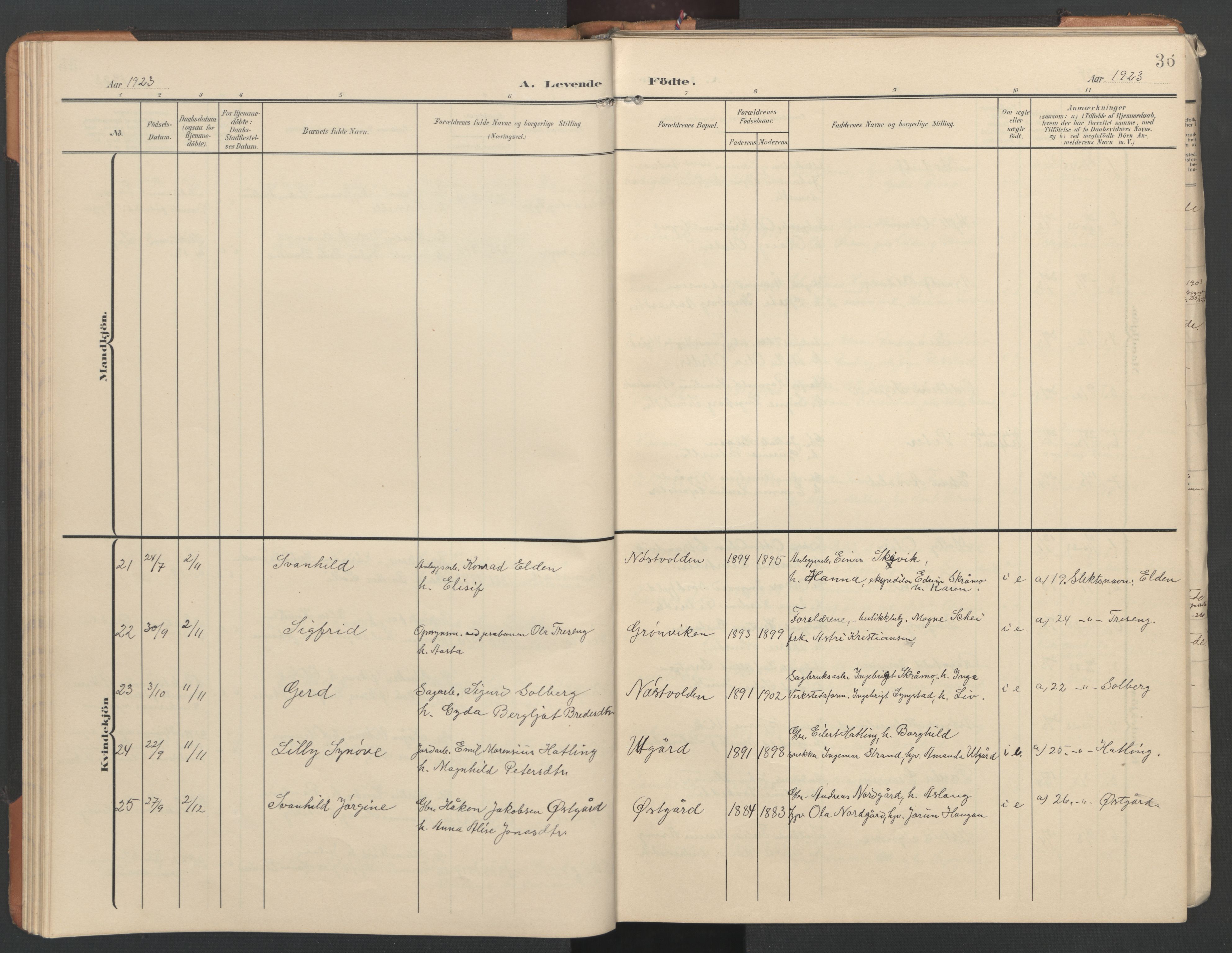 Ministerialprotokoller, klokkerbøker og fødselsregistre - Nord-Trøndelag, SAT/A-1458/746/L0455: Parish register (copy) no. 746C01, 1908-1933, p. 36