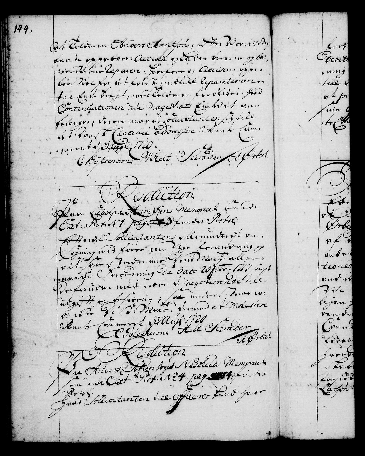 Rentekammeret, Kammerkanselliet, RA/EA-3111/G/Gg/Gga/L0001: Norsk ekspedisjonsprotokoll med register (merket RK 53.1), 1720-1723, p. 144