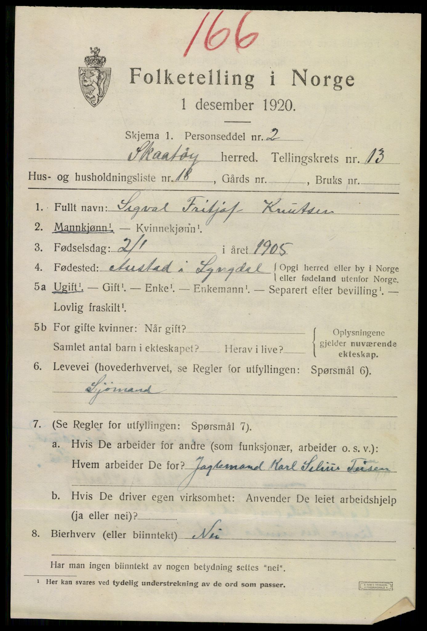 SAKO, 1920 census for Skåtøy, 1920, p. 9234