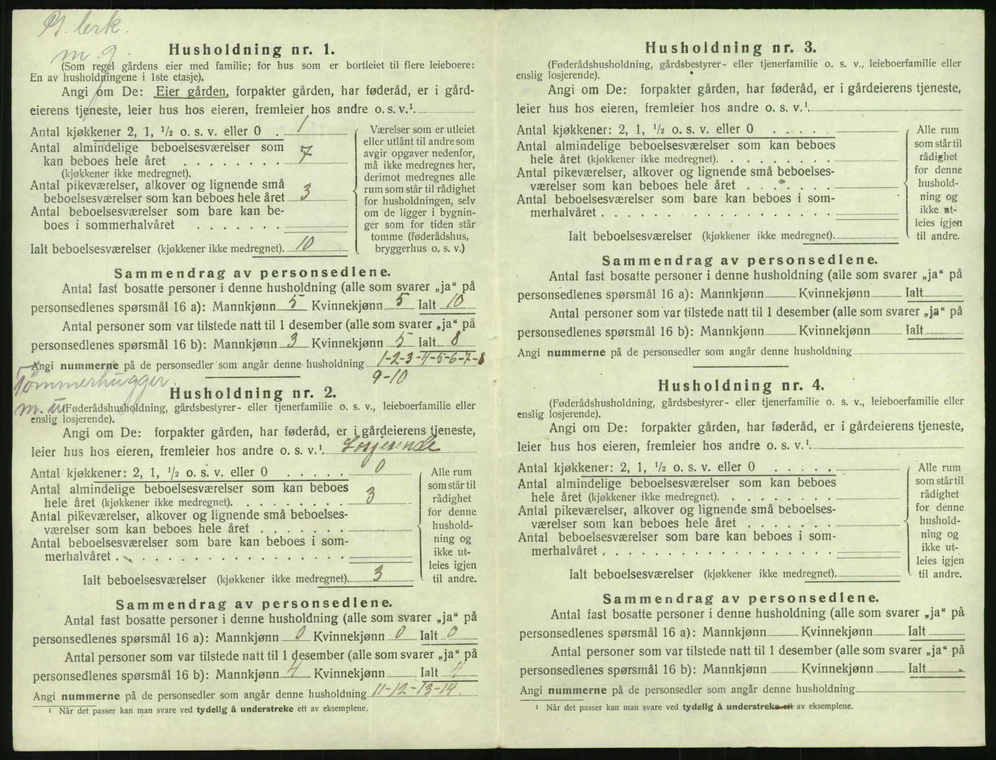 SAK, 1920 census for Mykland, 1920, p. 193