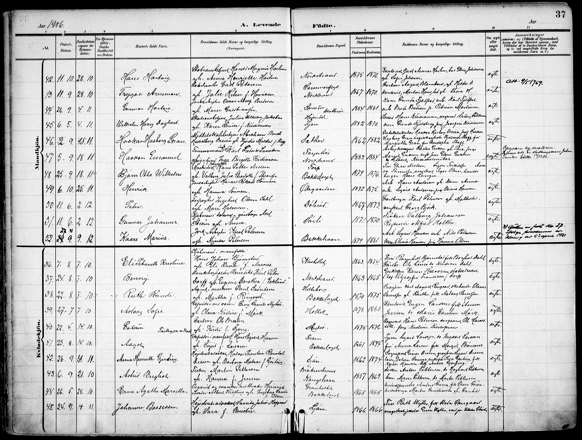 Nordstrand prestekontor Kirkebøker, SAO/A-10362a/F/Fa/L0001: Parish register (official) no. I 1, 1900-1914, p. 37