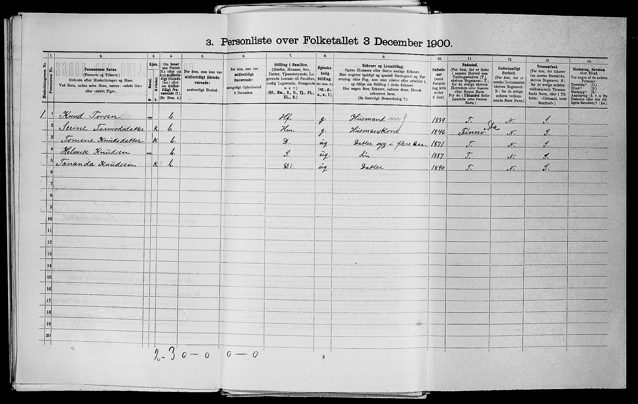 SAST, 1900 census for Jelsa, 1900, p. 201
