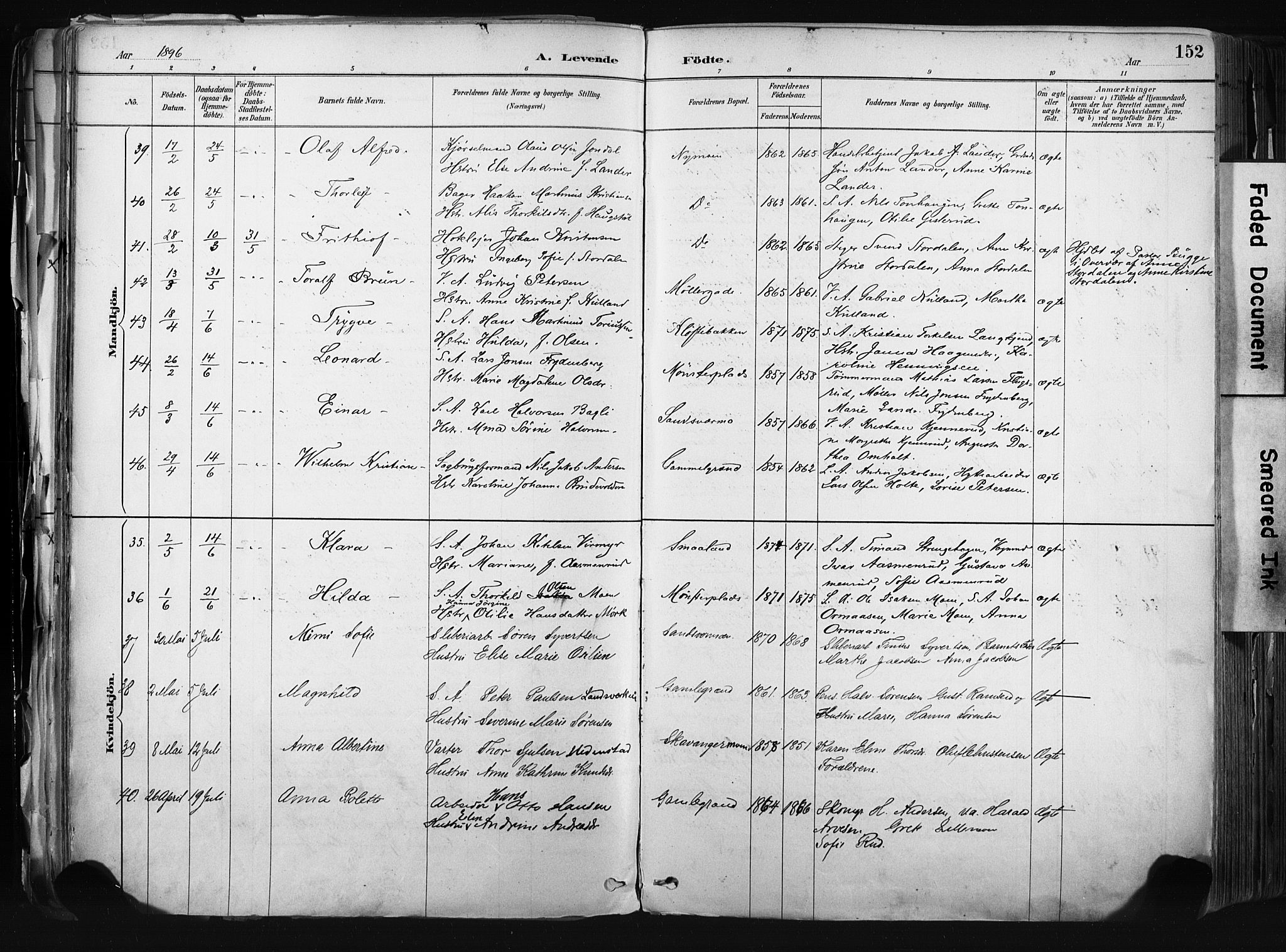 Kongsberg kirkebøker, AV/SAKO-A-22/F/Fb/L0002: Parish register (official) no. II 2, 1886-1896, p. 152